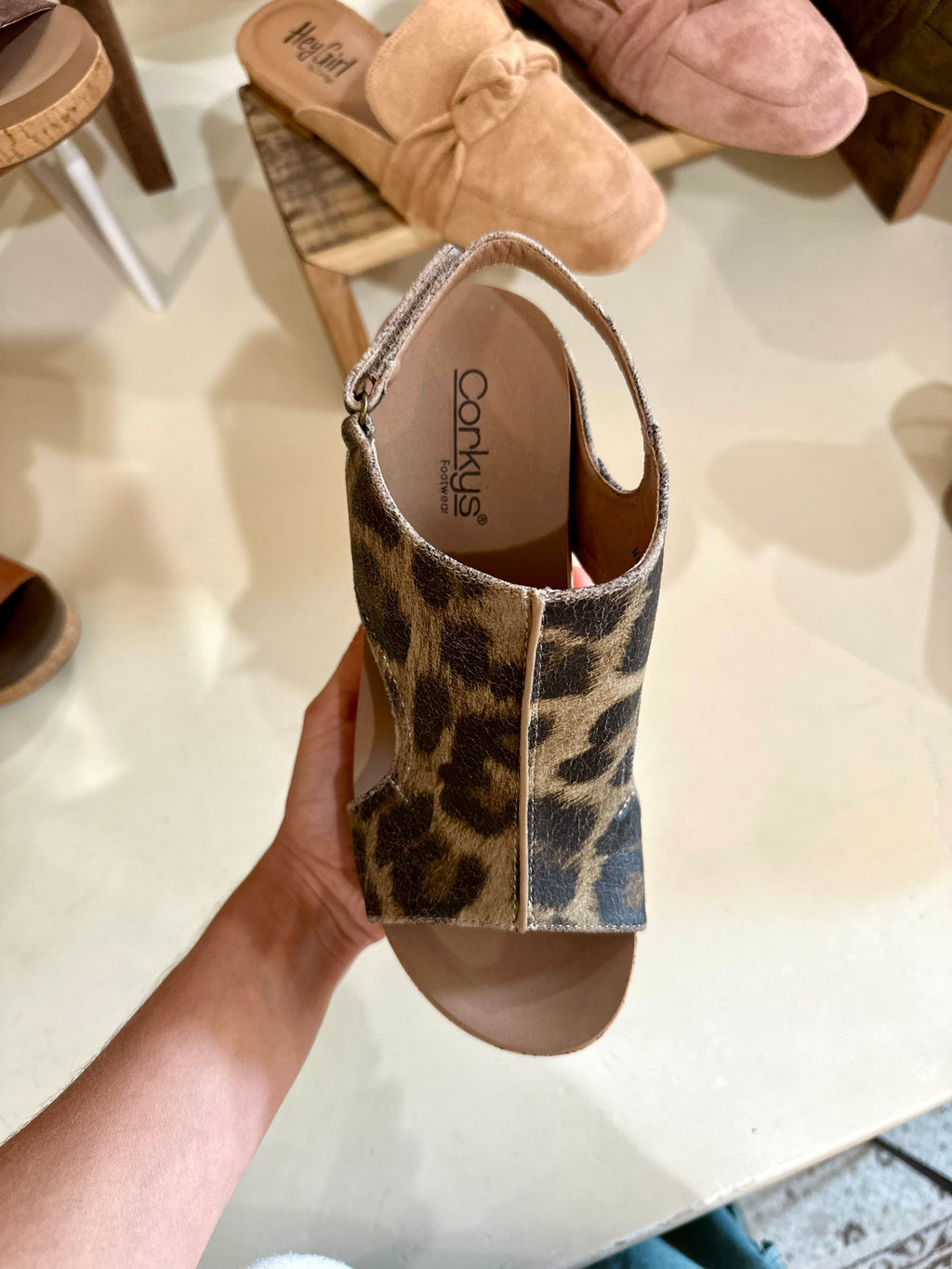 Carley Wedge - Cognac Leopard