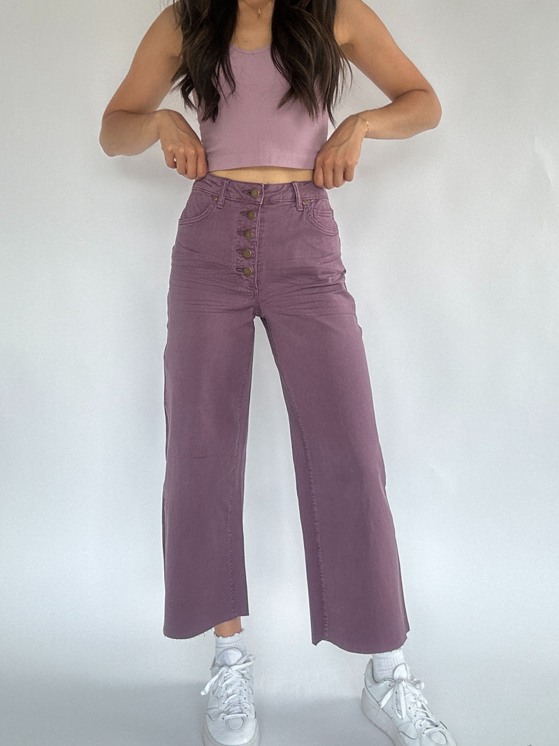 Sunday Stroll Wide Leg Pants - Plum