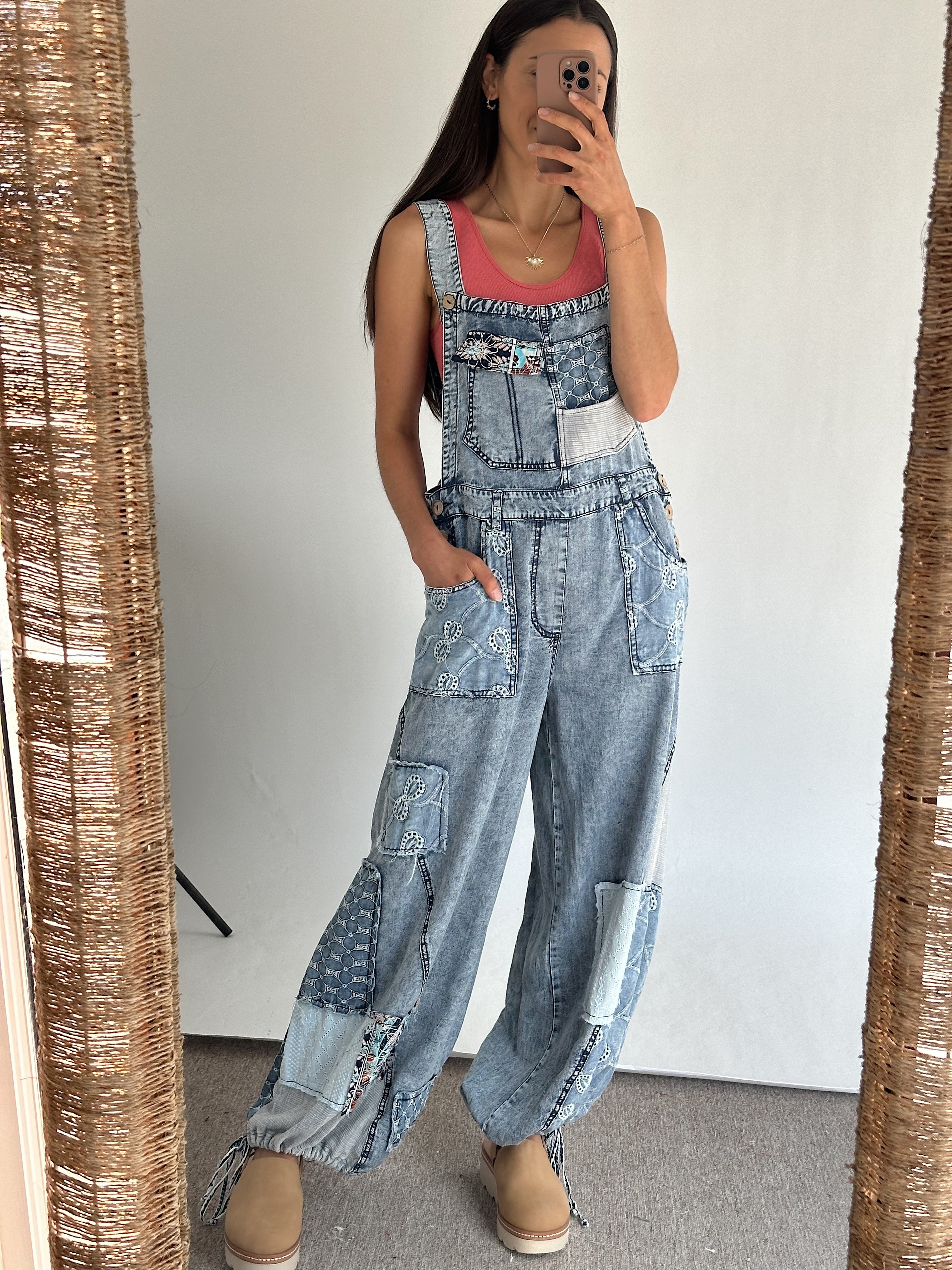 ワンピース RONRON FLARE OVERALL DRESS 5BNY801 FLARE OVERALL DRESS MEDIUM BLUE - RONRON 론론
