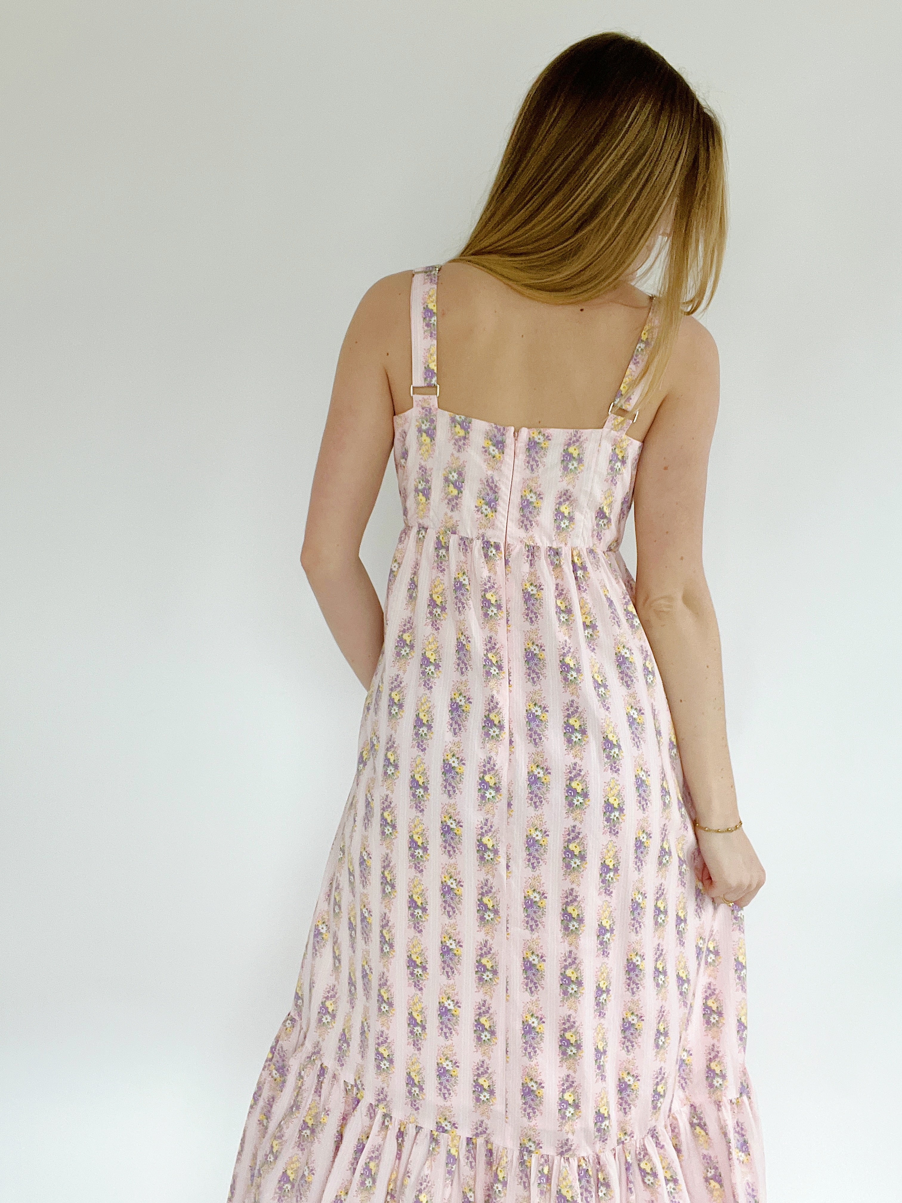 Flower Bouquet Maxi Dress Back Top