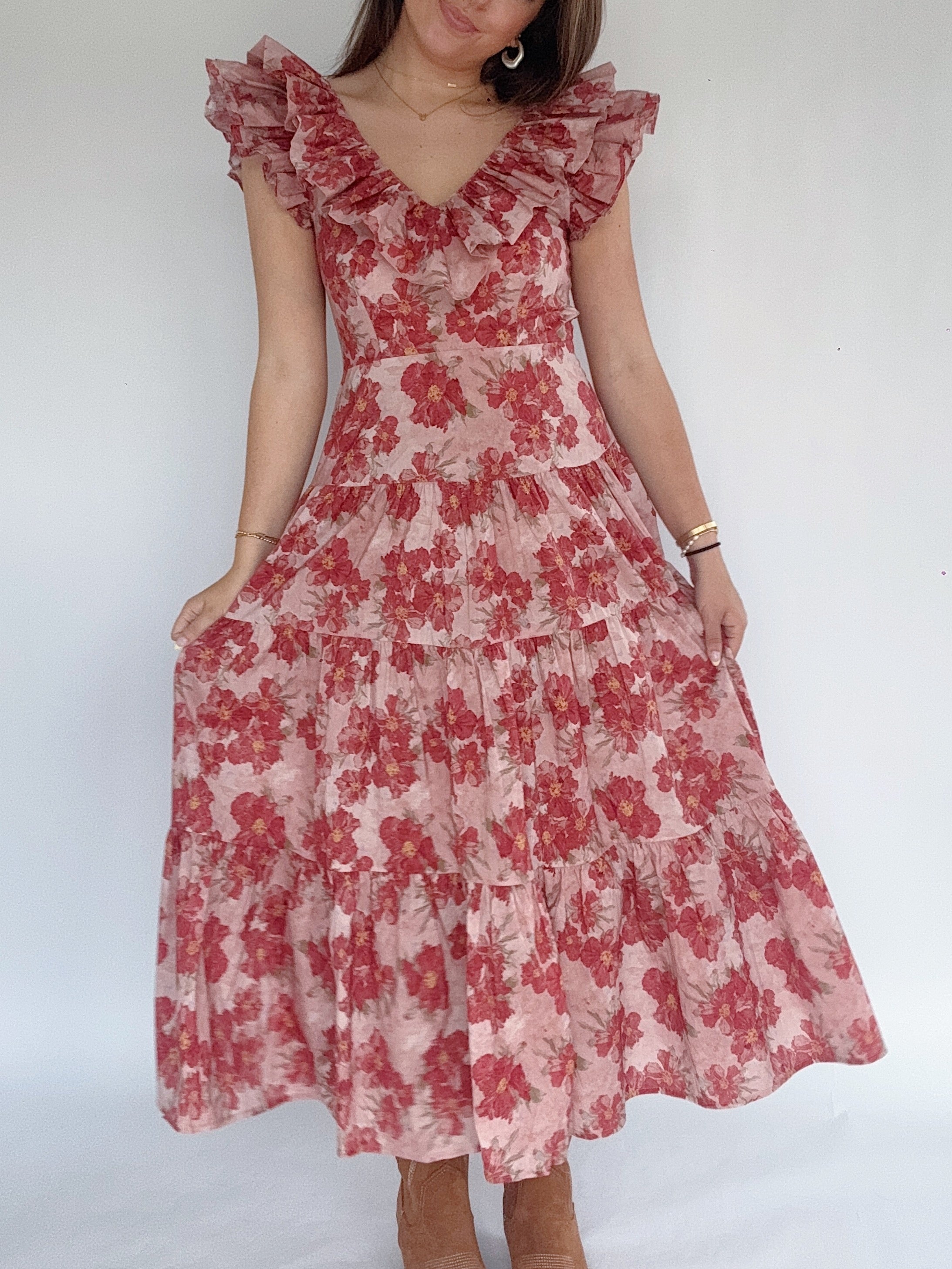 Haden Floral Midi Dress Front