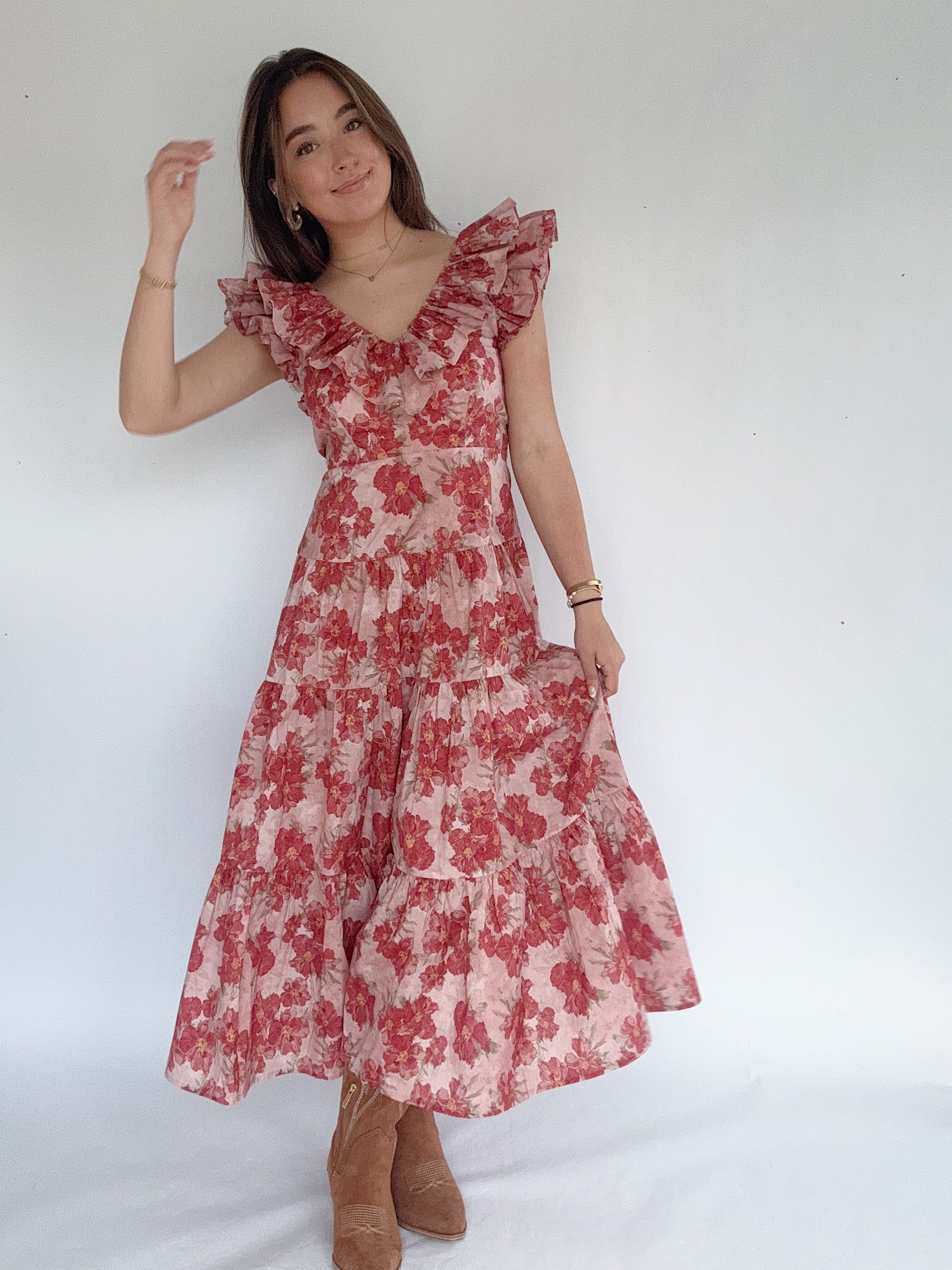 Haden Floral Midi Dress Front
