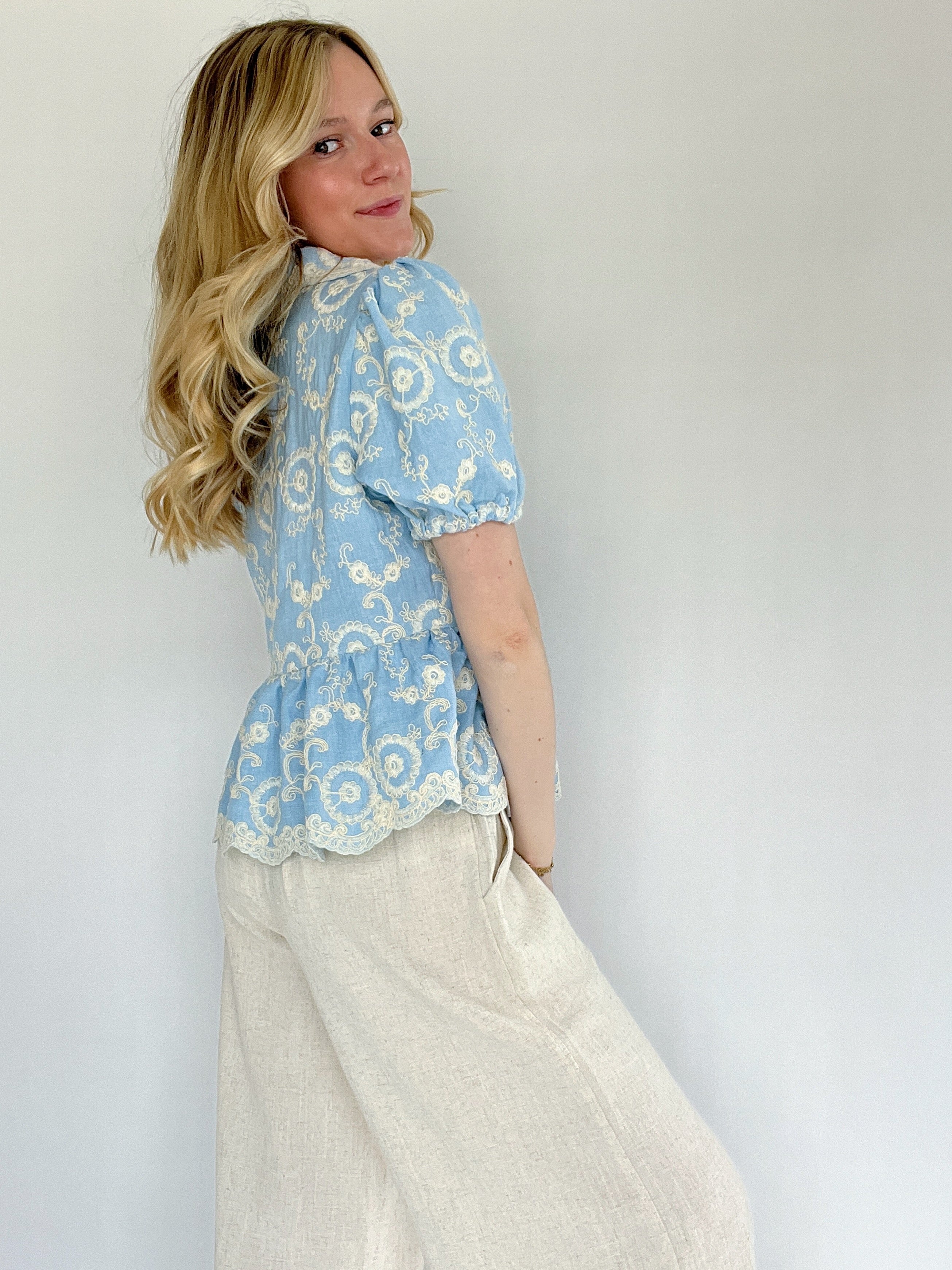 Harper Embroidered Top Side