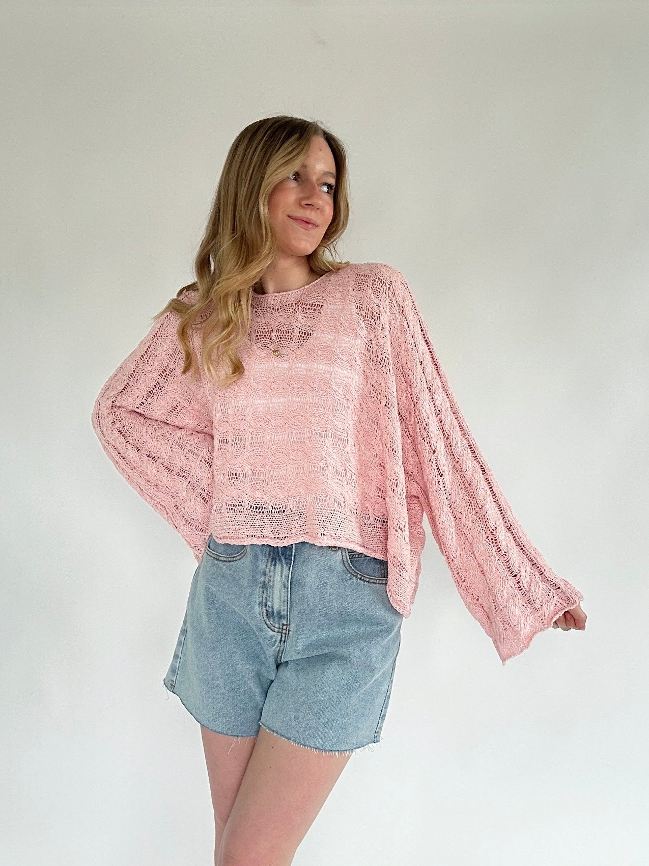 Hope You Do Knit Top Baby Pink