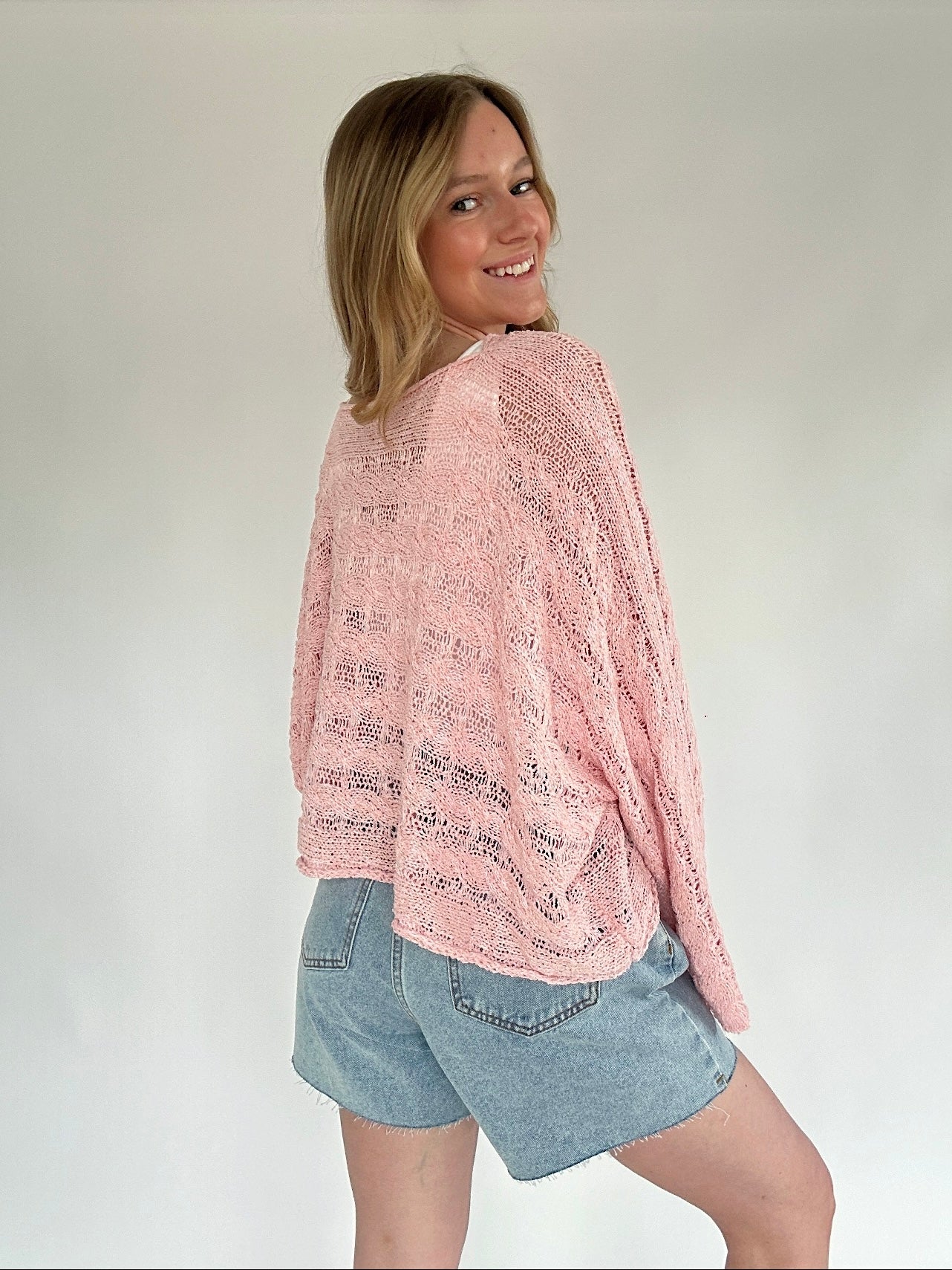 Hope You Do Knit Top Baby Pink Back