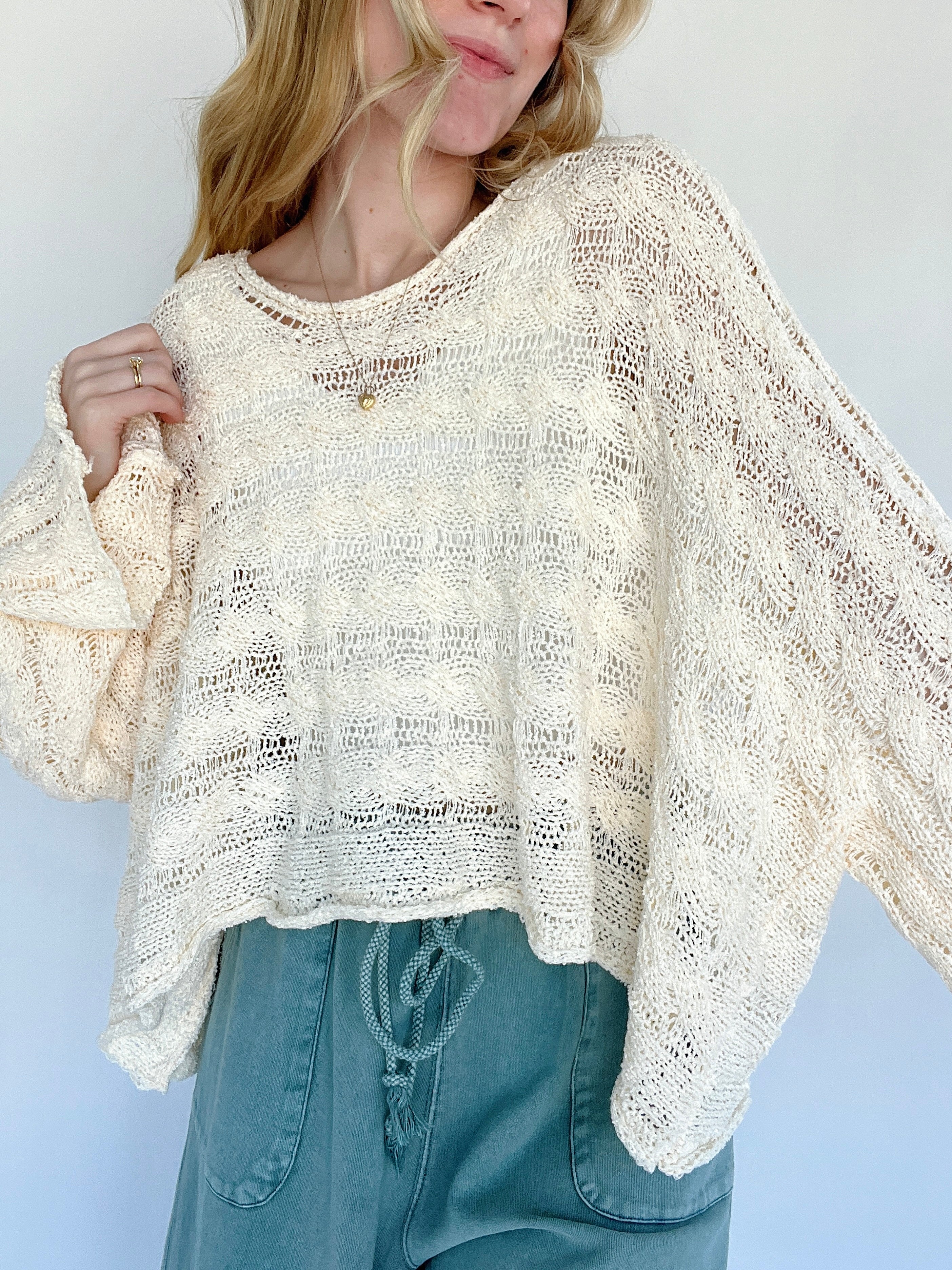 Hope You Do Knit Top Natural Front