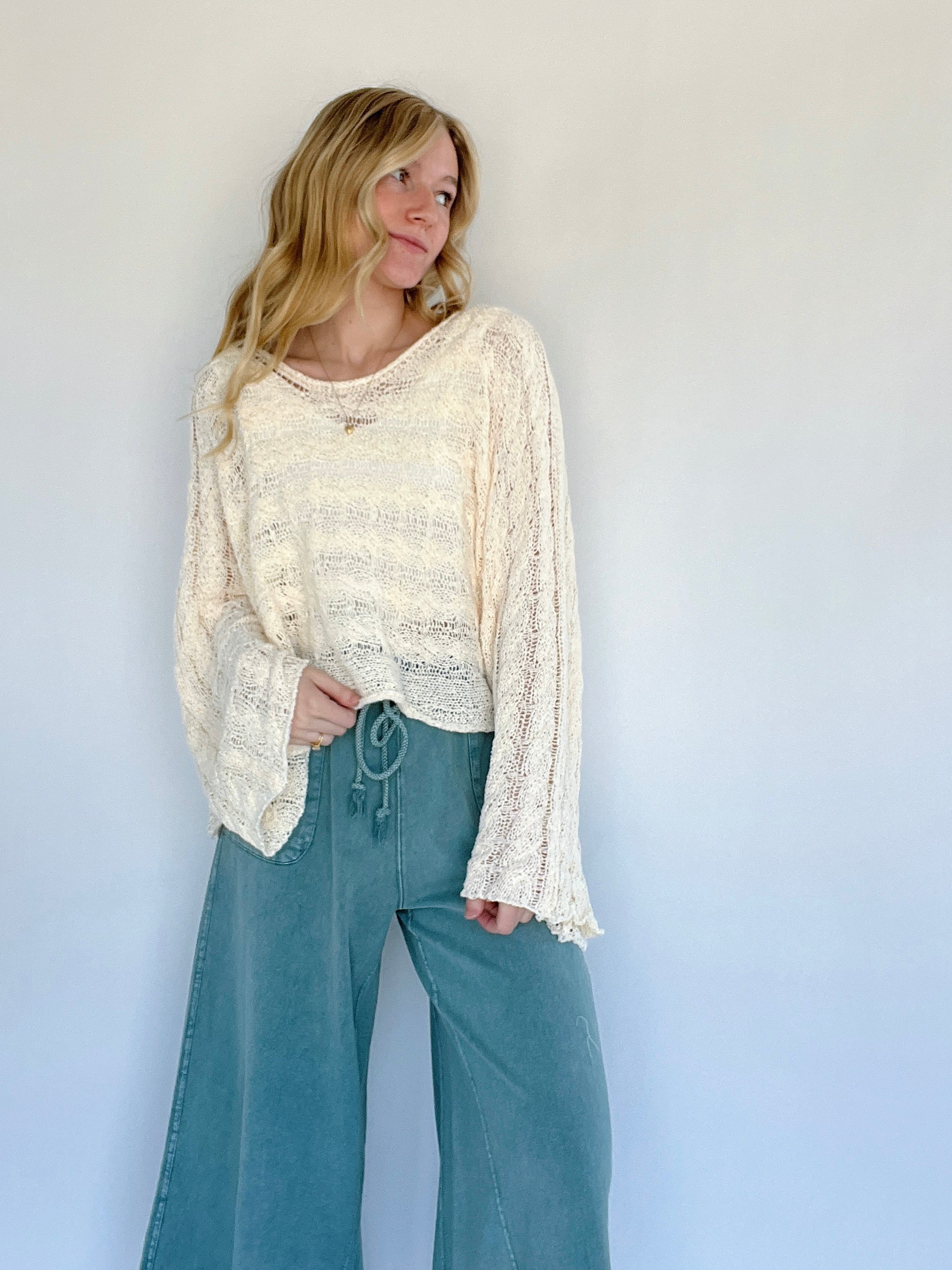 Hope You Do Knit Top Natural Front