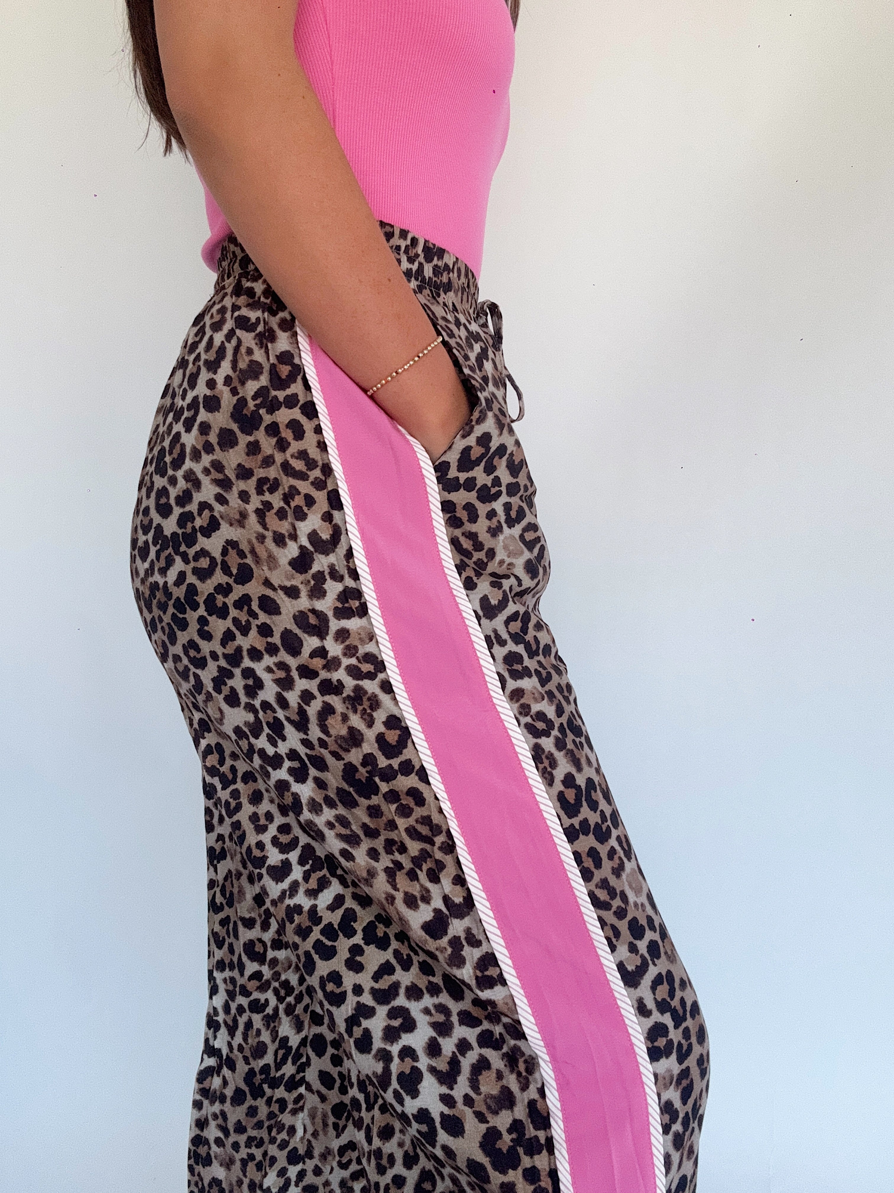 Jessie Leopard Track Pants Side Pocket