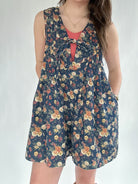 Langley Denim Romper Floral Detail