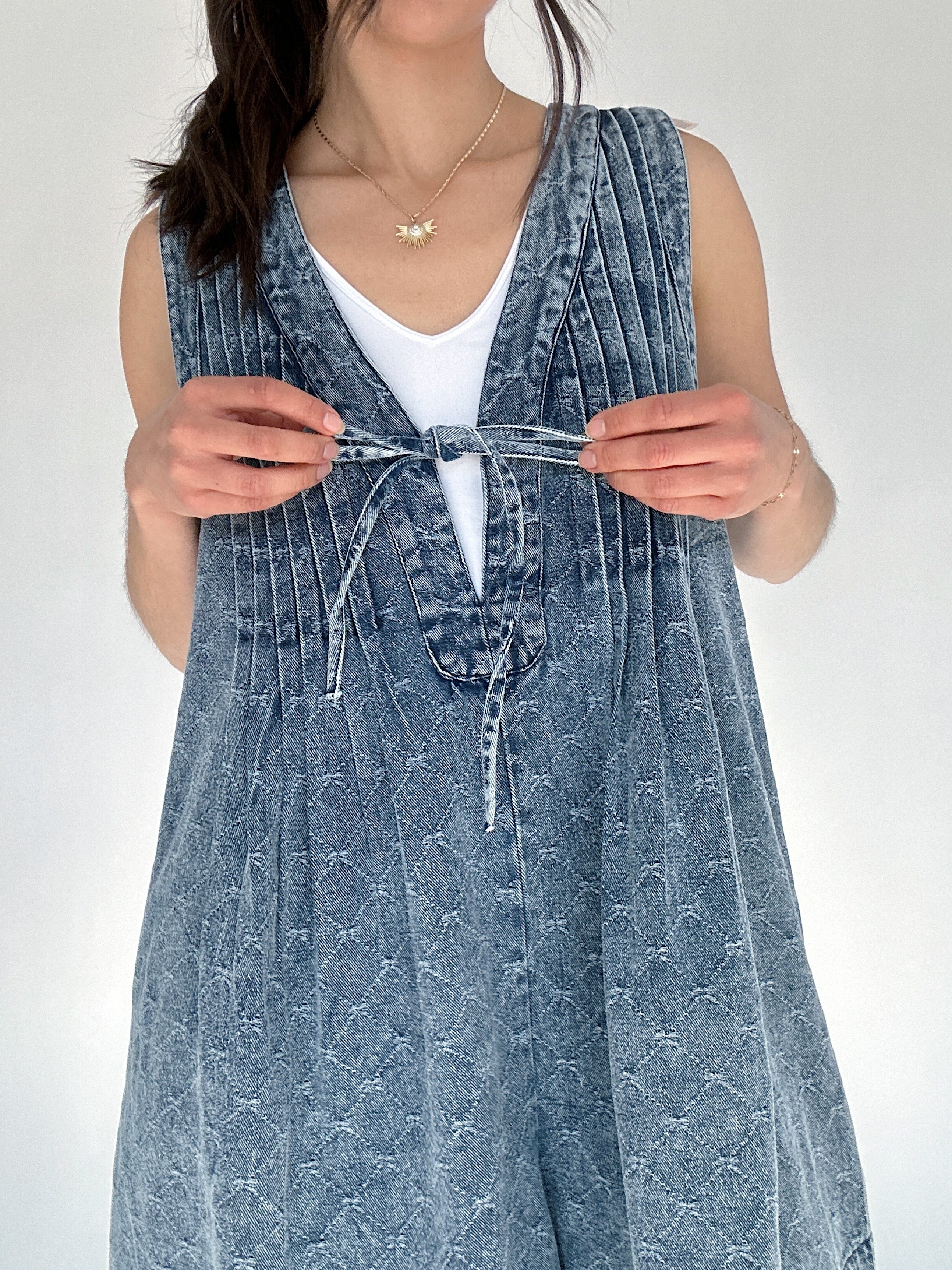 Langley Denim Romper Top Detail