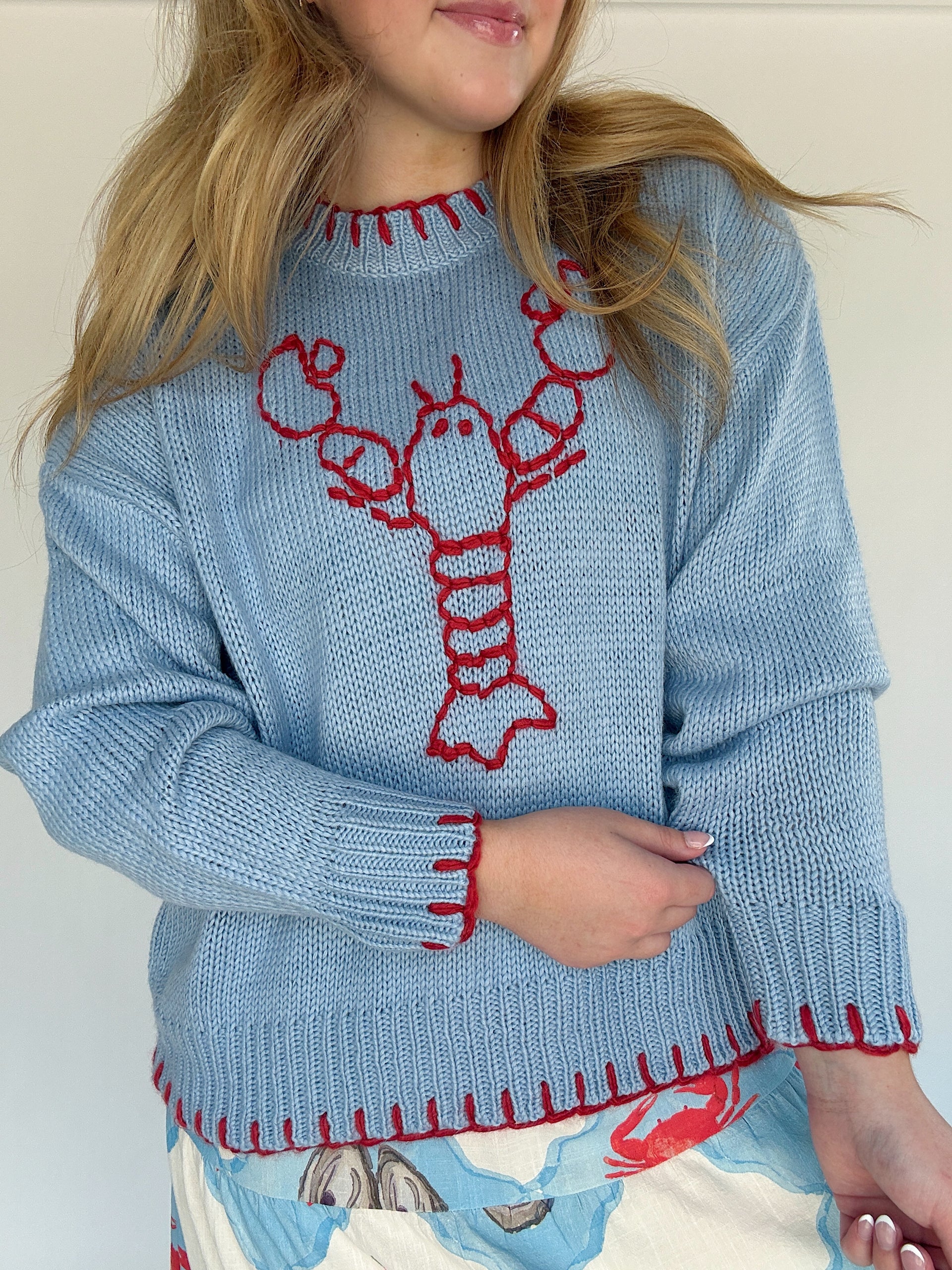 Lobster Stitch Sweater – Blue Magnolia