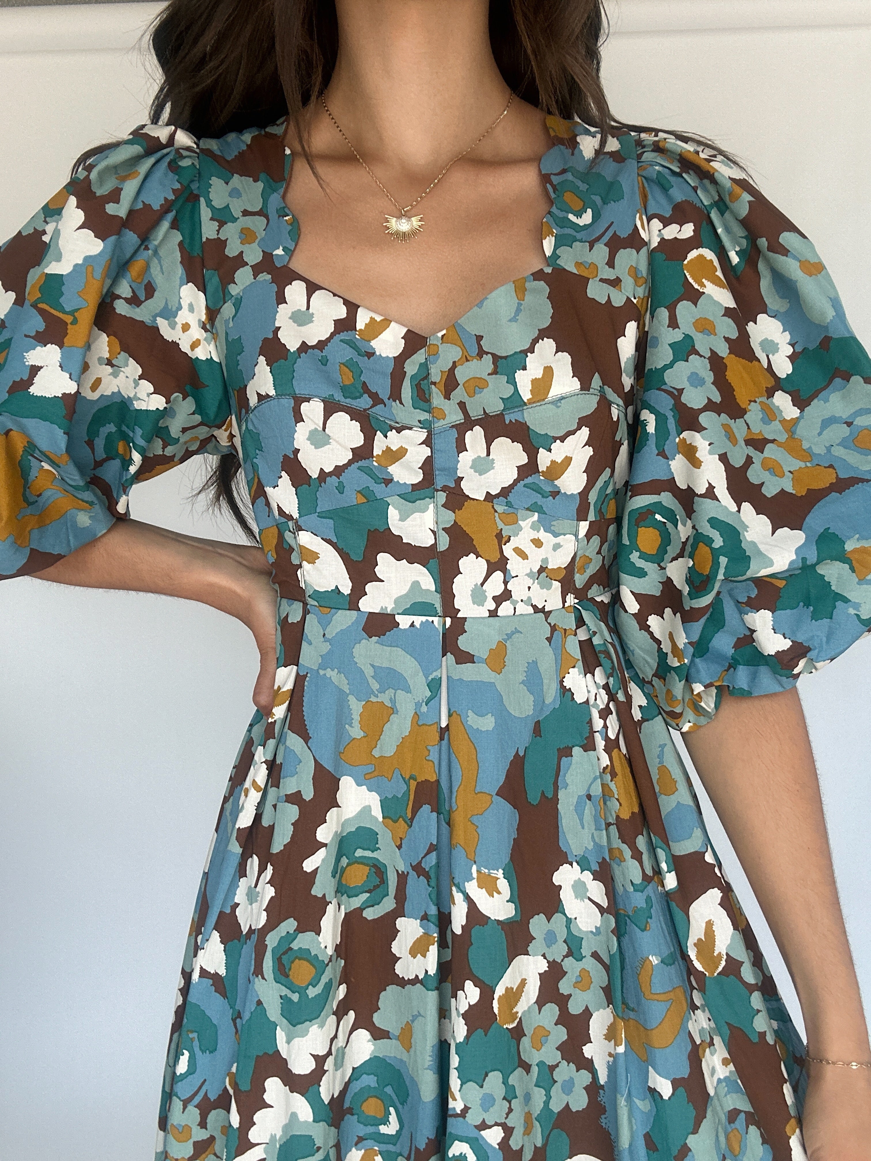 Lorana Floral Midi Dress Top