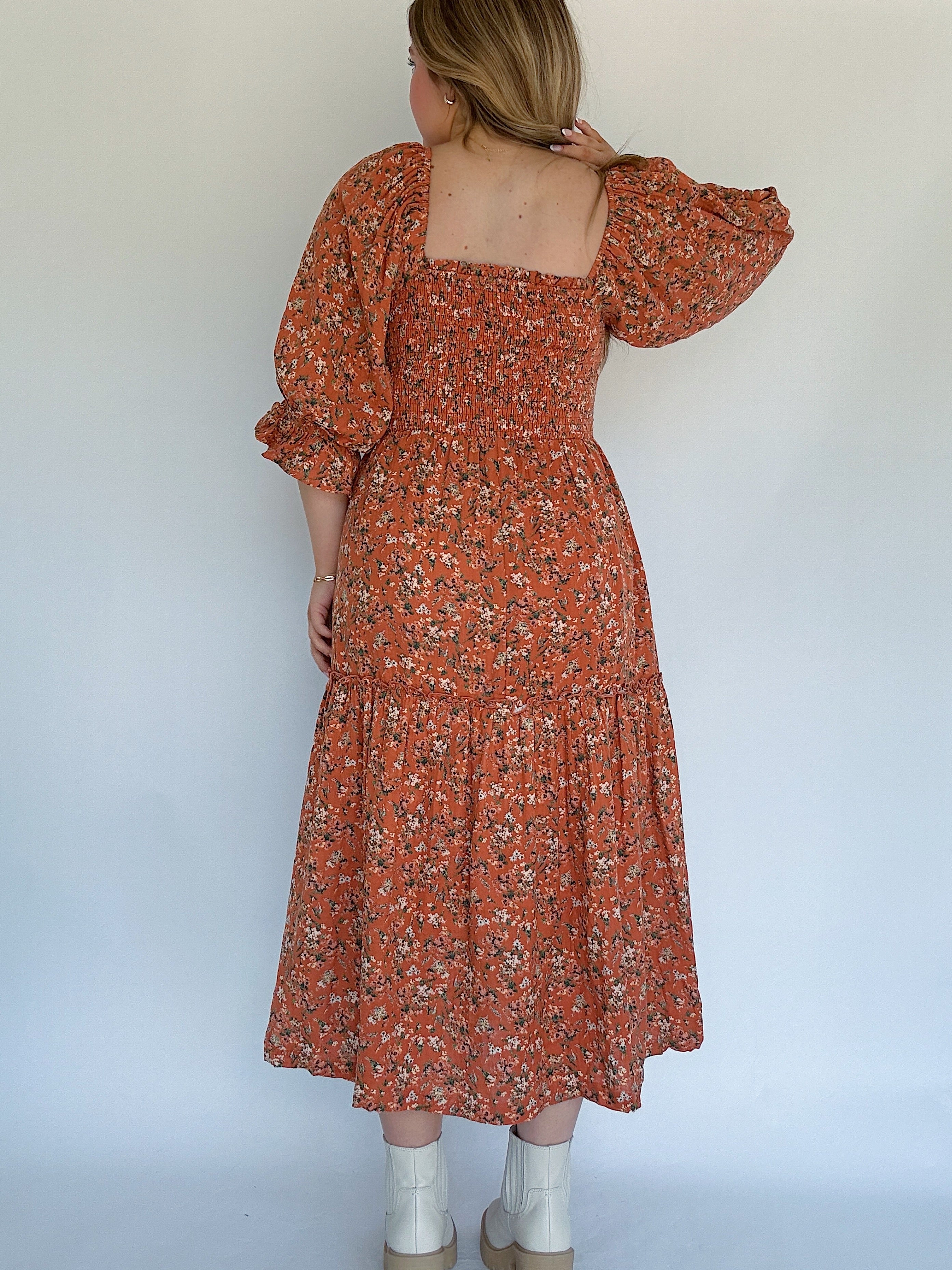 Lorin Floral Midi Dress Back