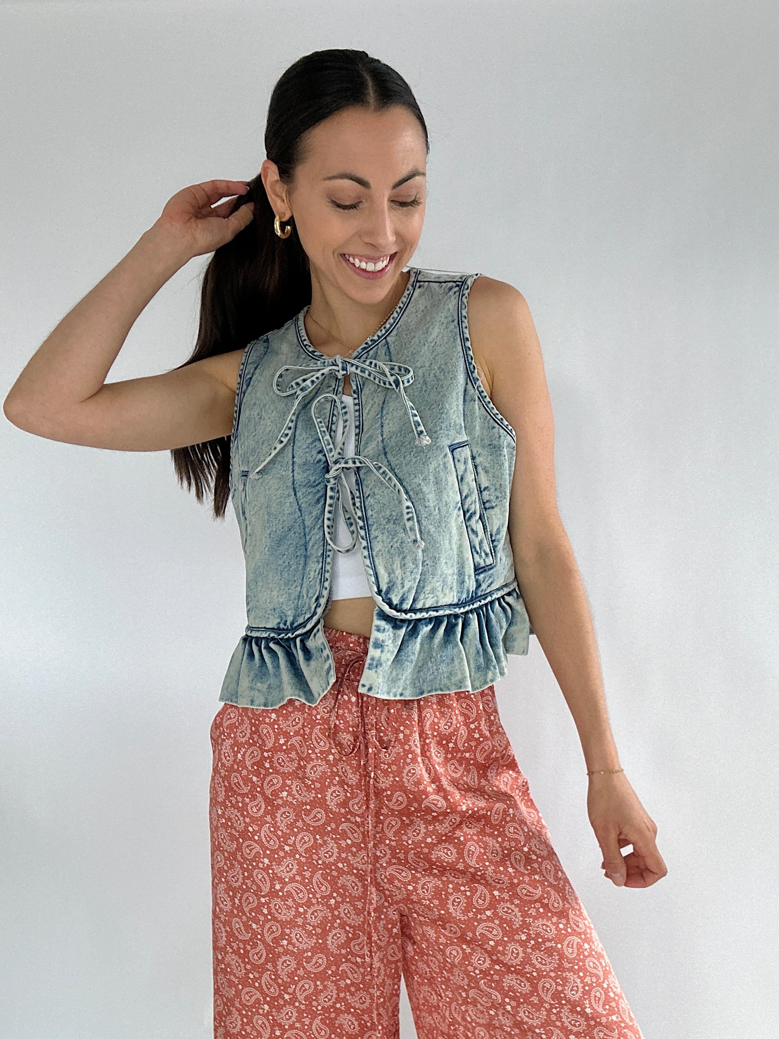 Maeson Ruffle Denim Vest