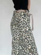 Makenzy Denim Pants Leopard Side Detail