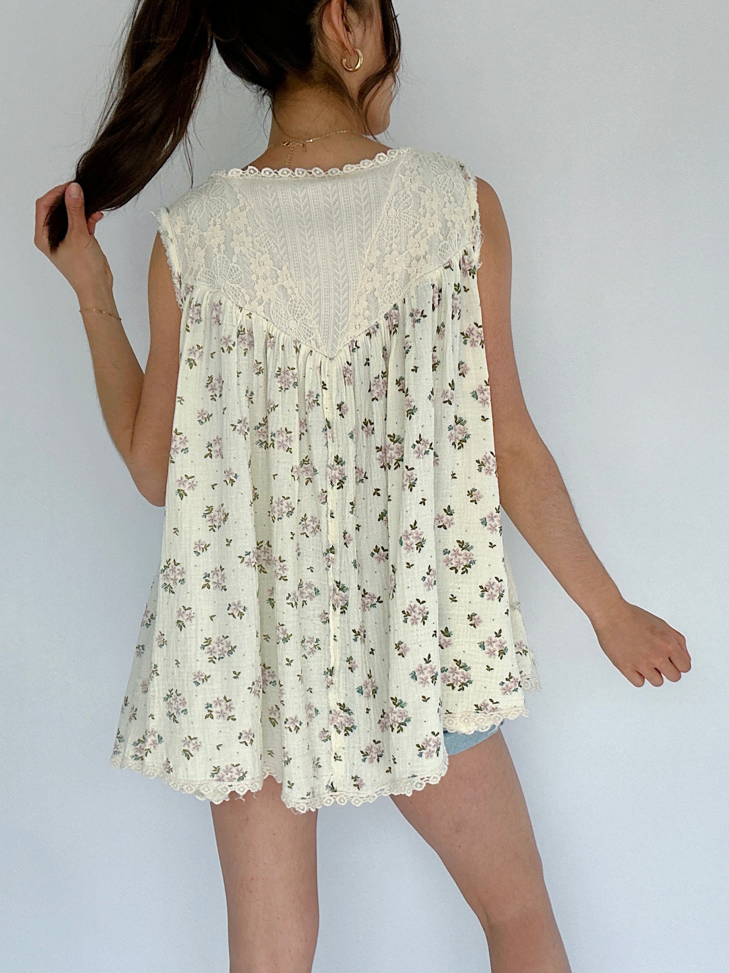Megan Pearl Floral Vest Top Back