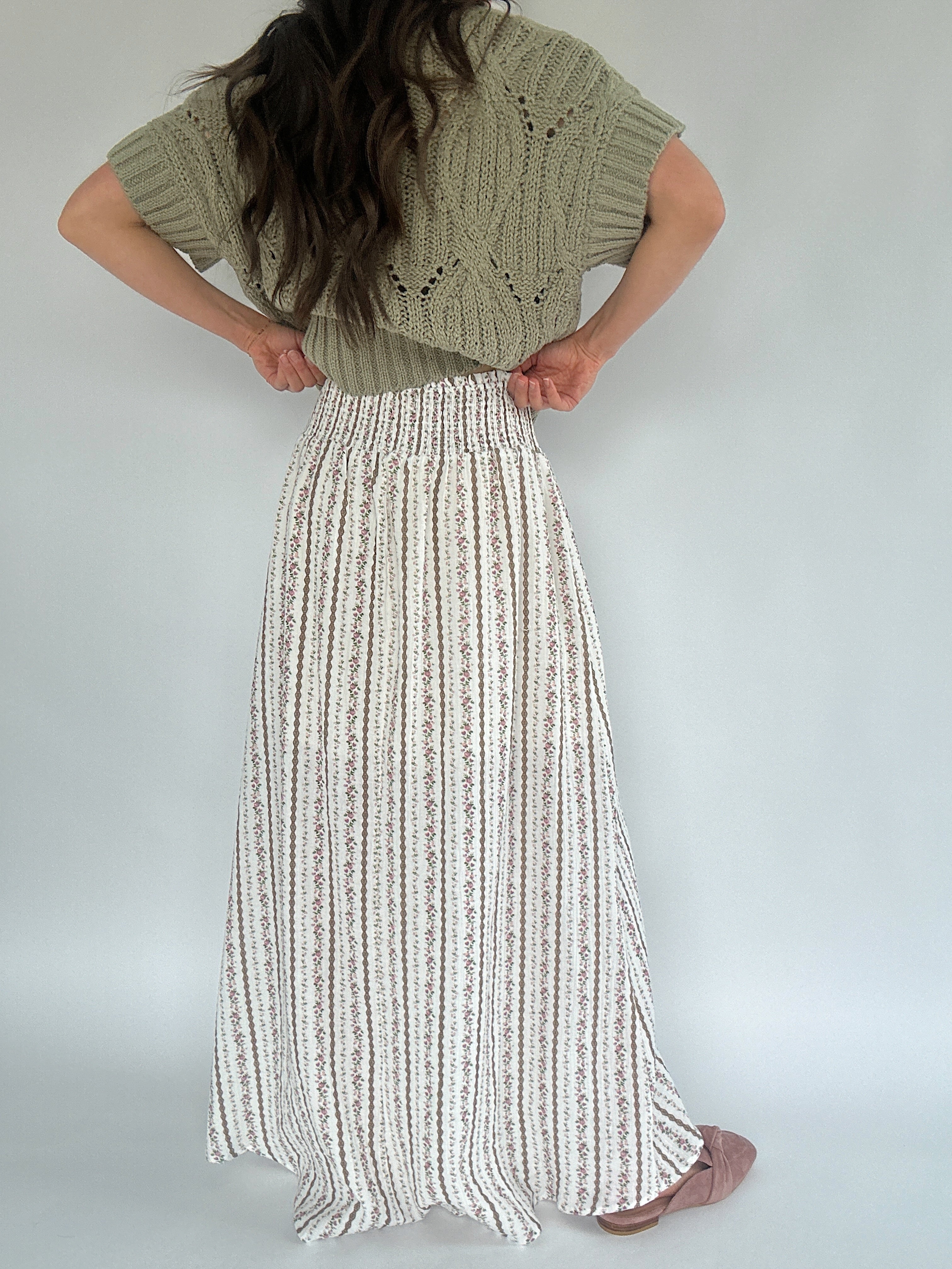 Memoir Floral Maxi Skirt - Cream Back