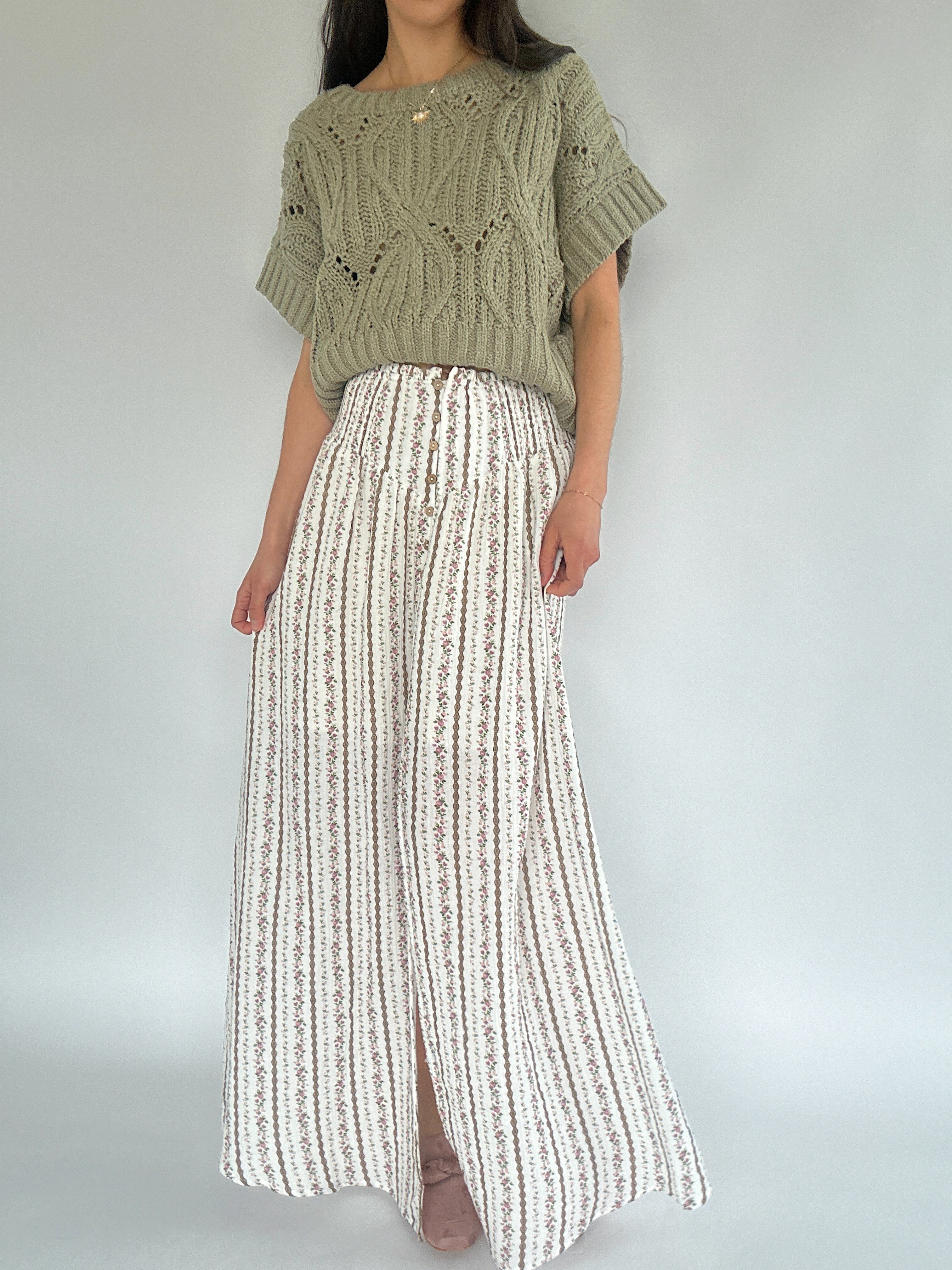 Memoir Floral Maxi Skirt - Cream Front