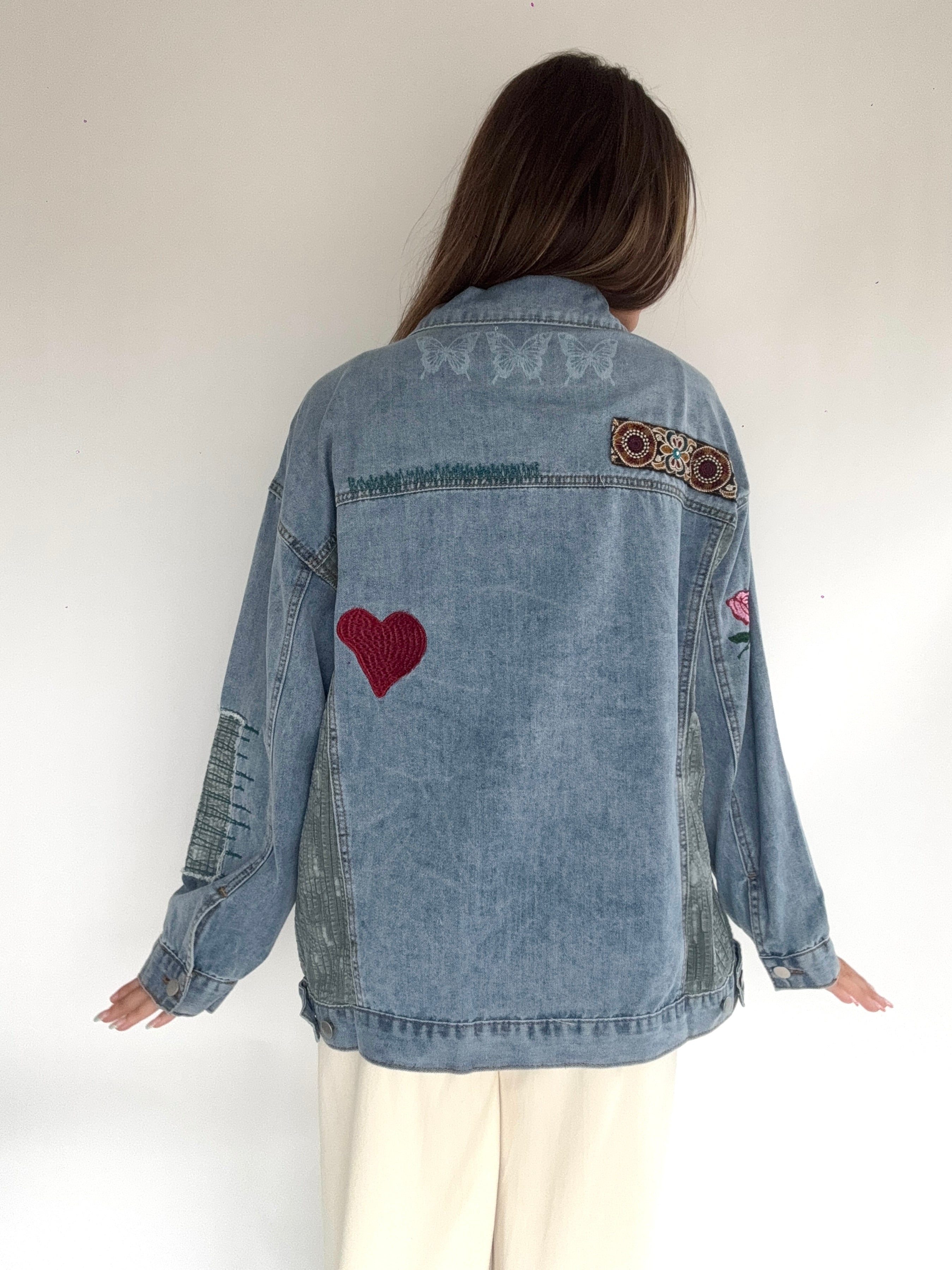 Memorized Embroidered Denim Jacket Back