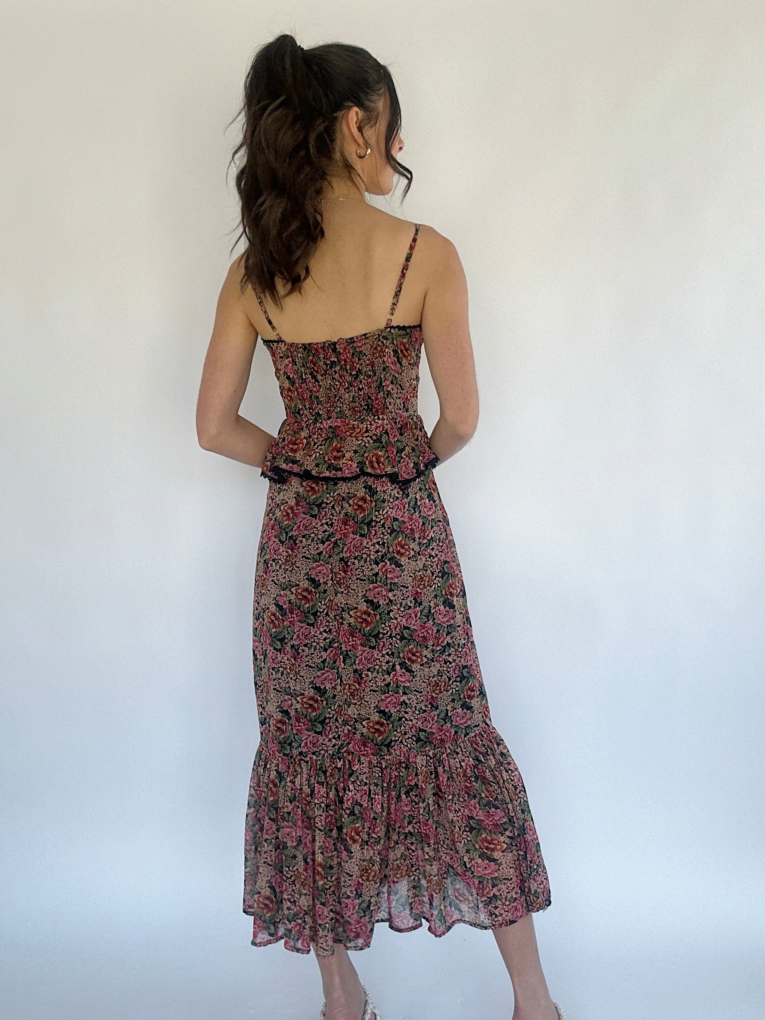Midnight Garden Floral Maxi Dress Back