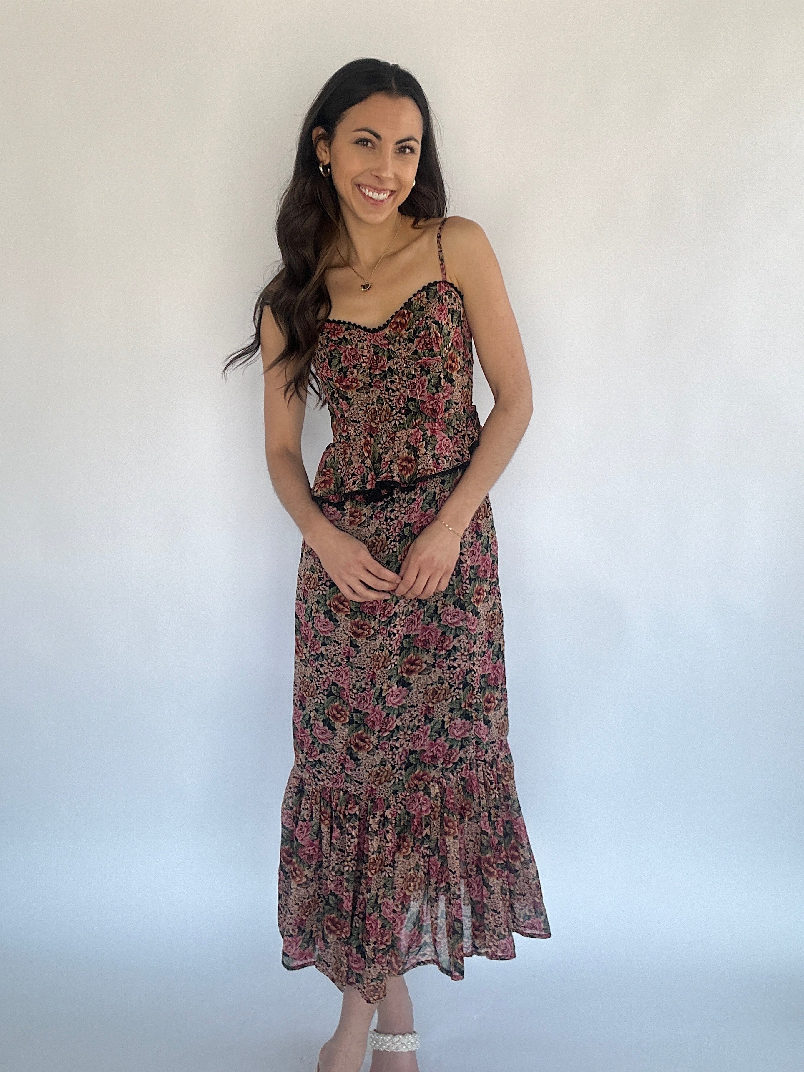 Midnight Garden Floral Maxi Dress Front