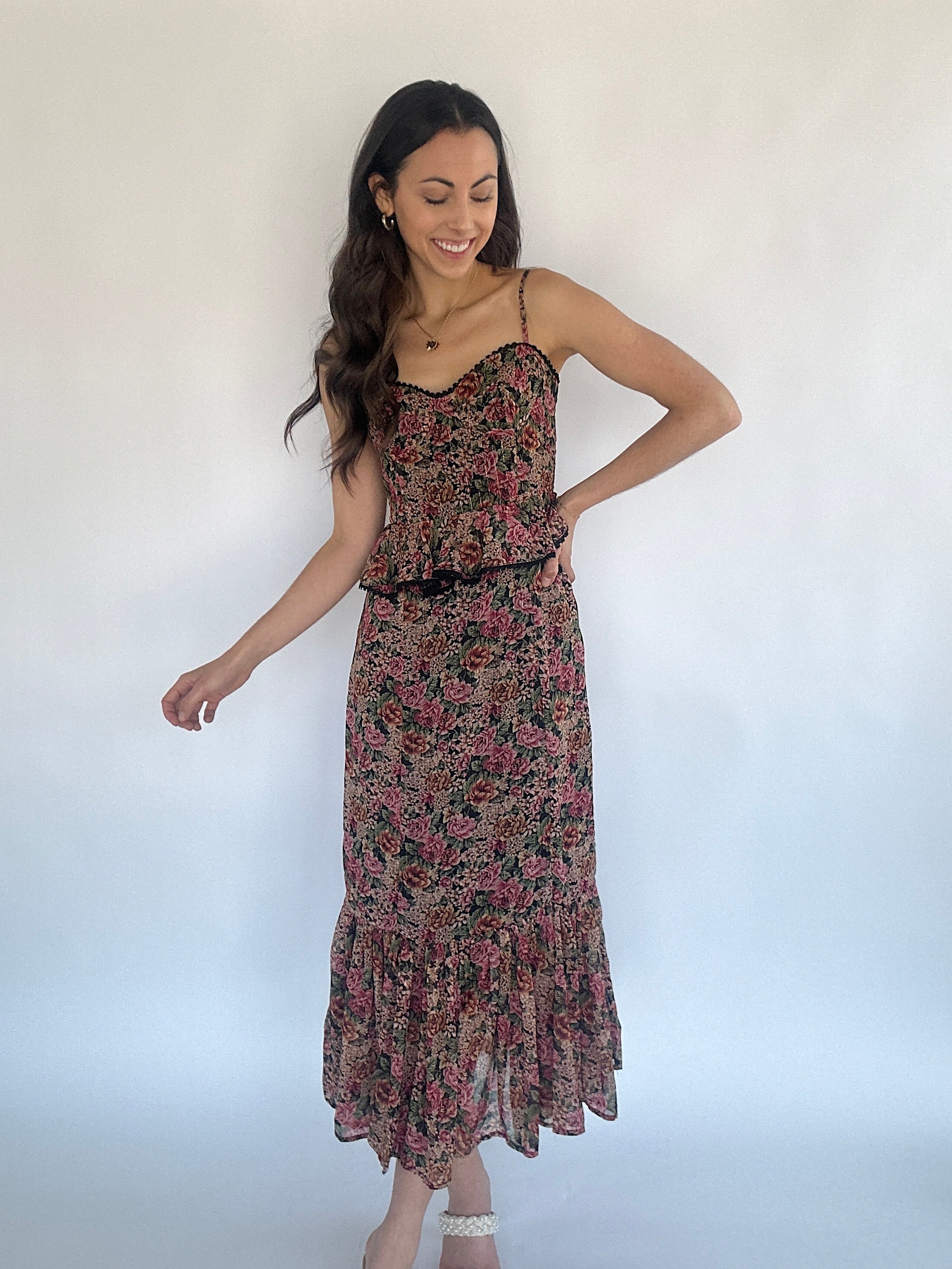 Midnight Garden Floral Maxi Dress Side