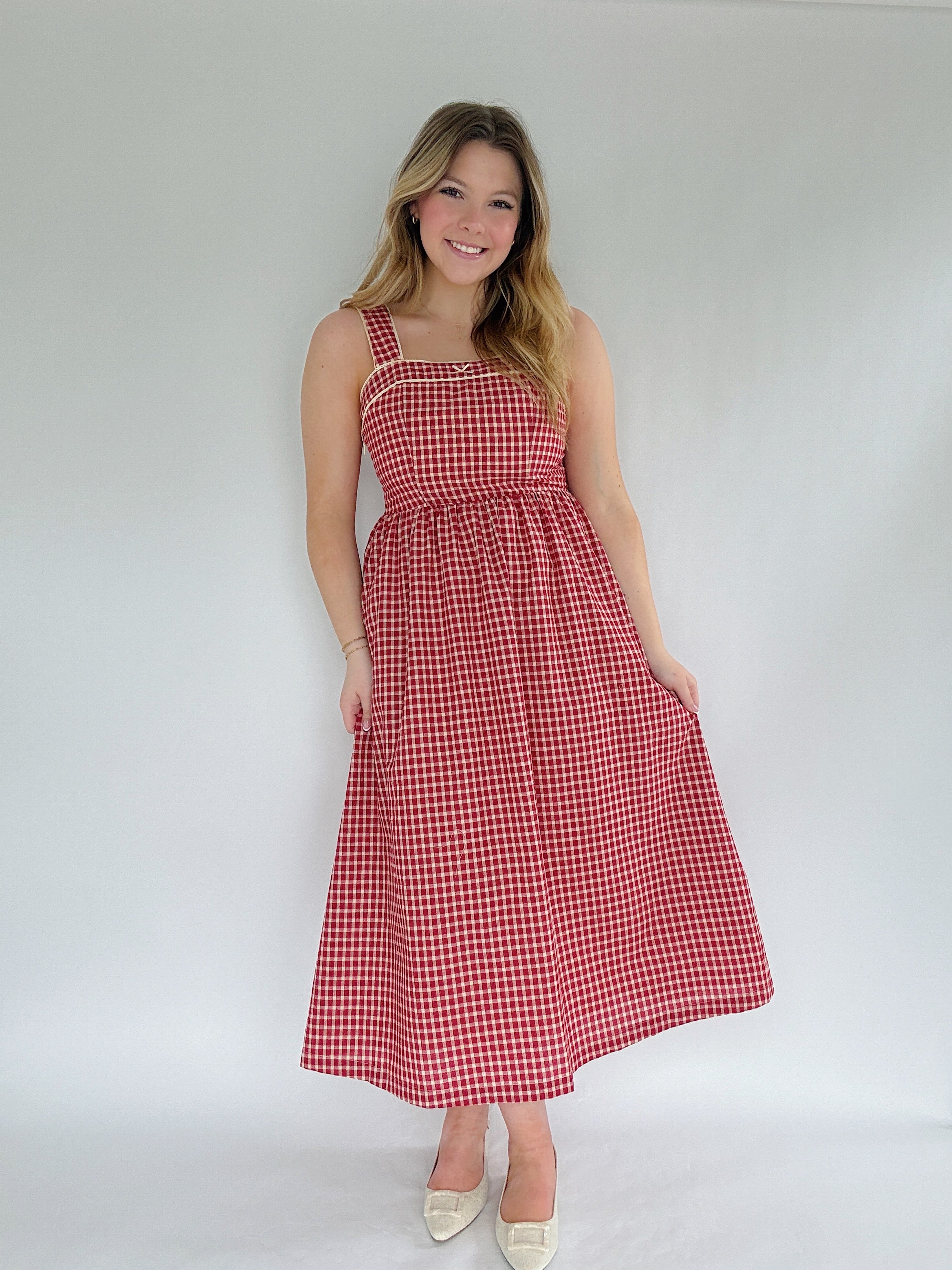 Miley Gingham Midi Dress