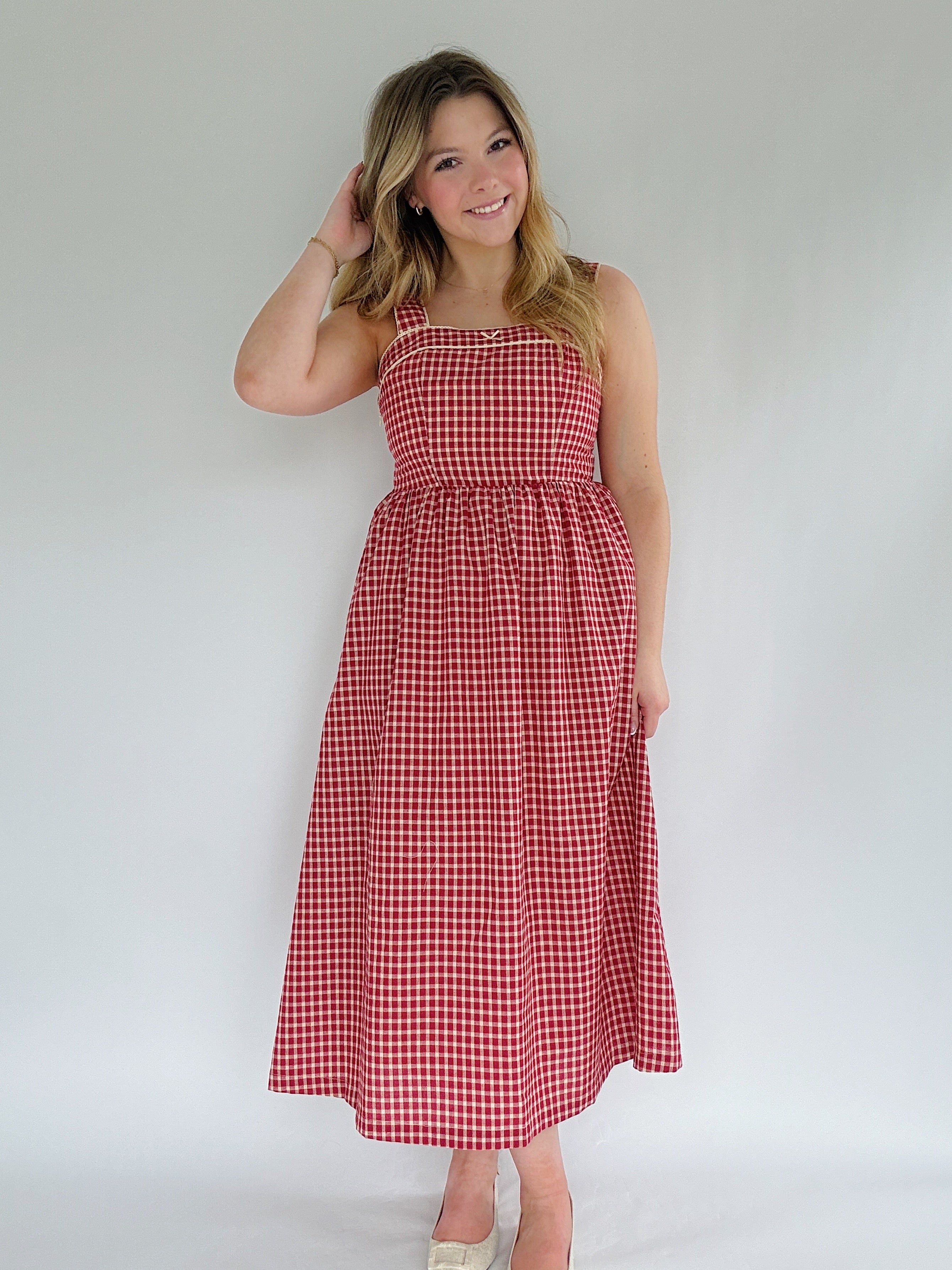 Miley Gingham Midi Dress