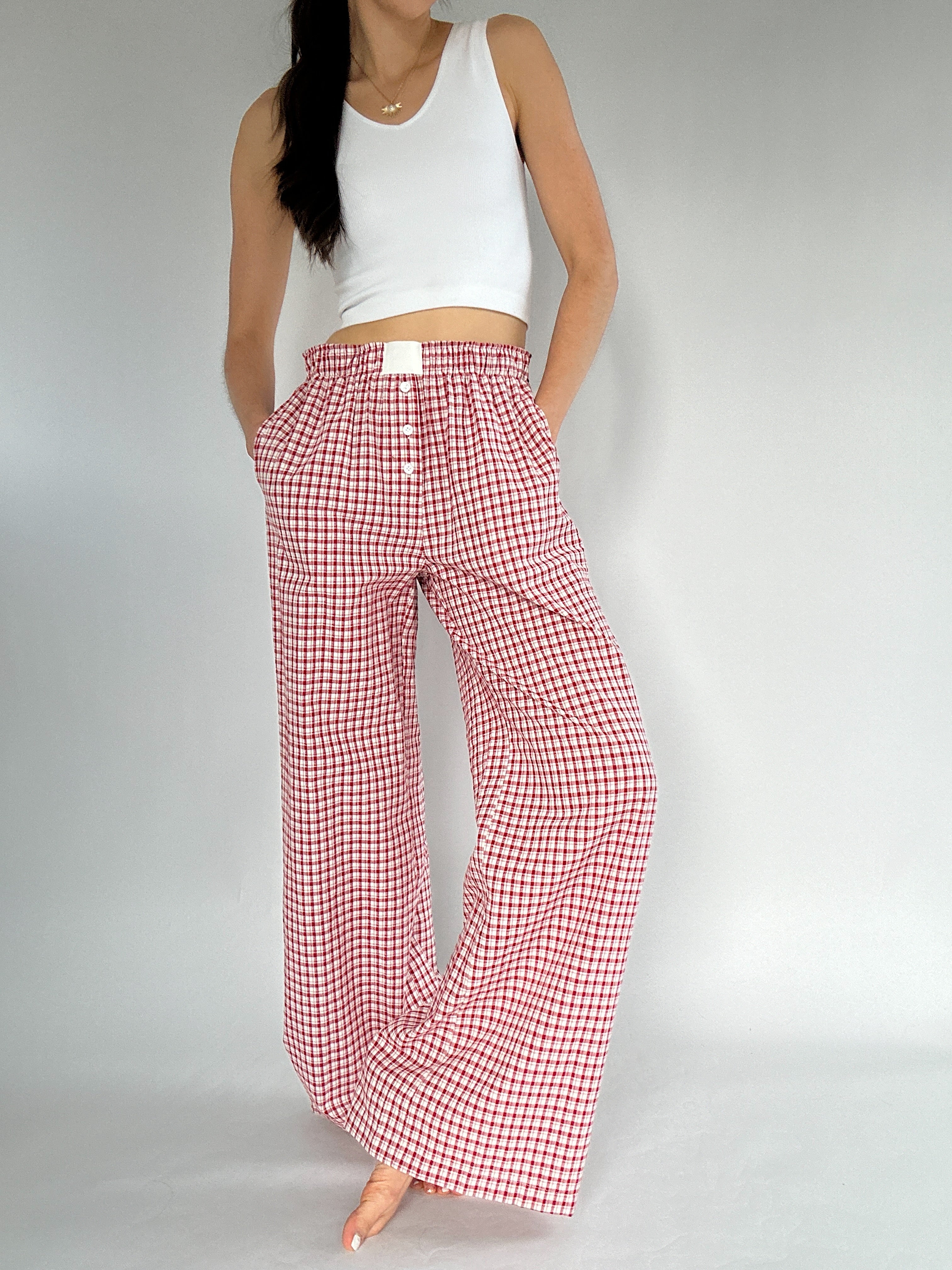 On Time Boxer Pants Cherry