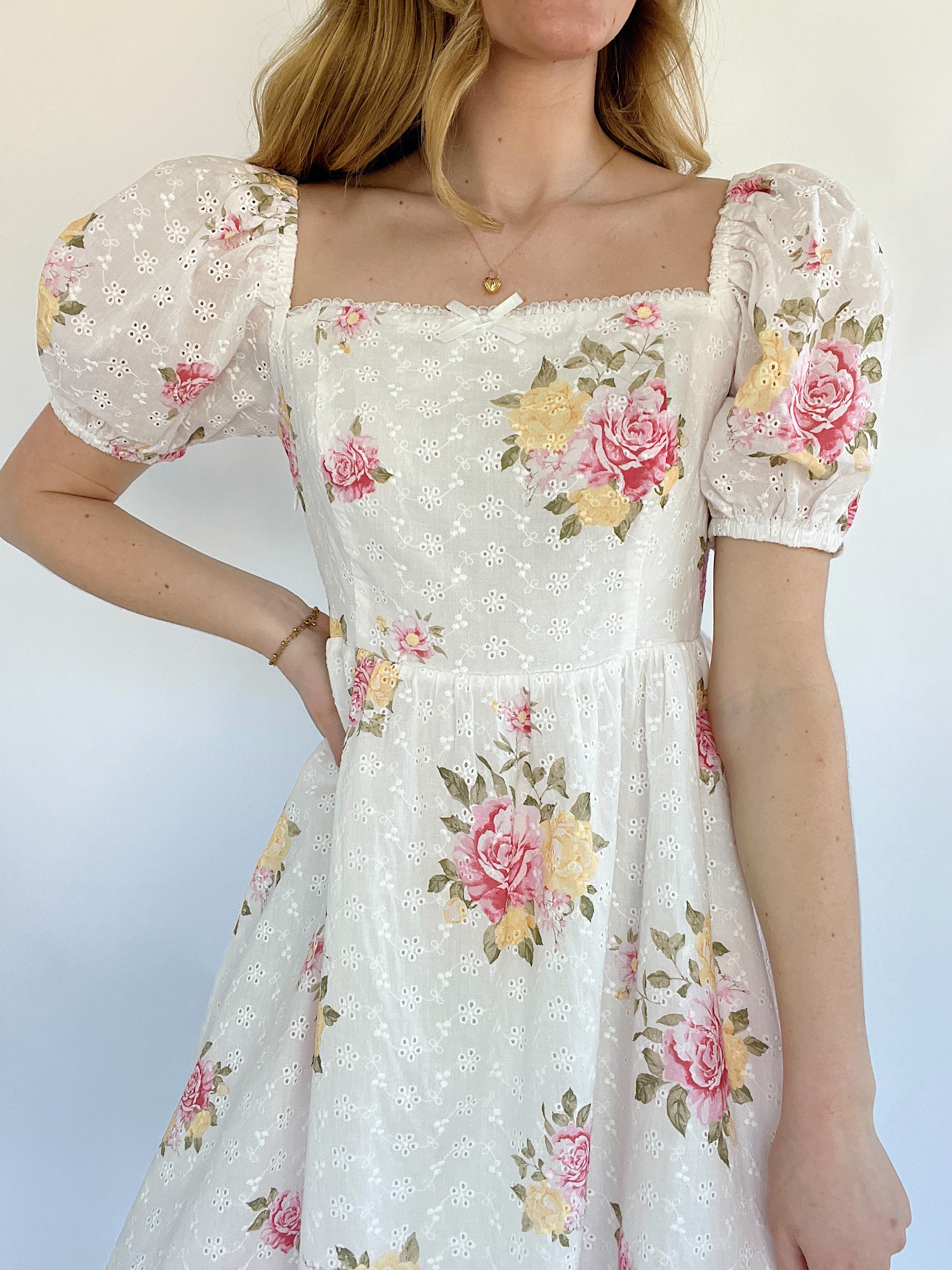 Porter Floral Eyelet Mini Dress Top