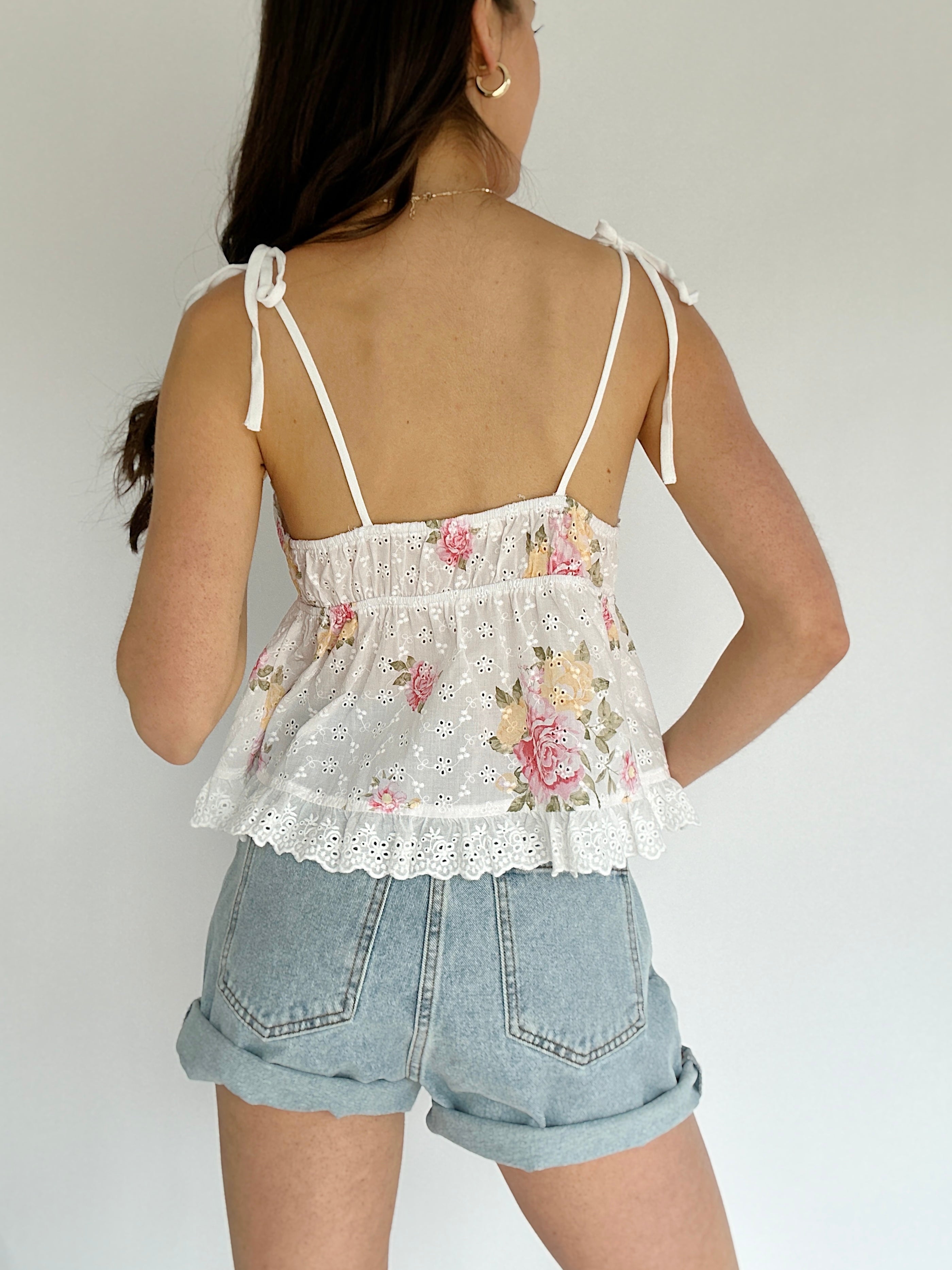 Porter Floral Eyelet Tank Top Back