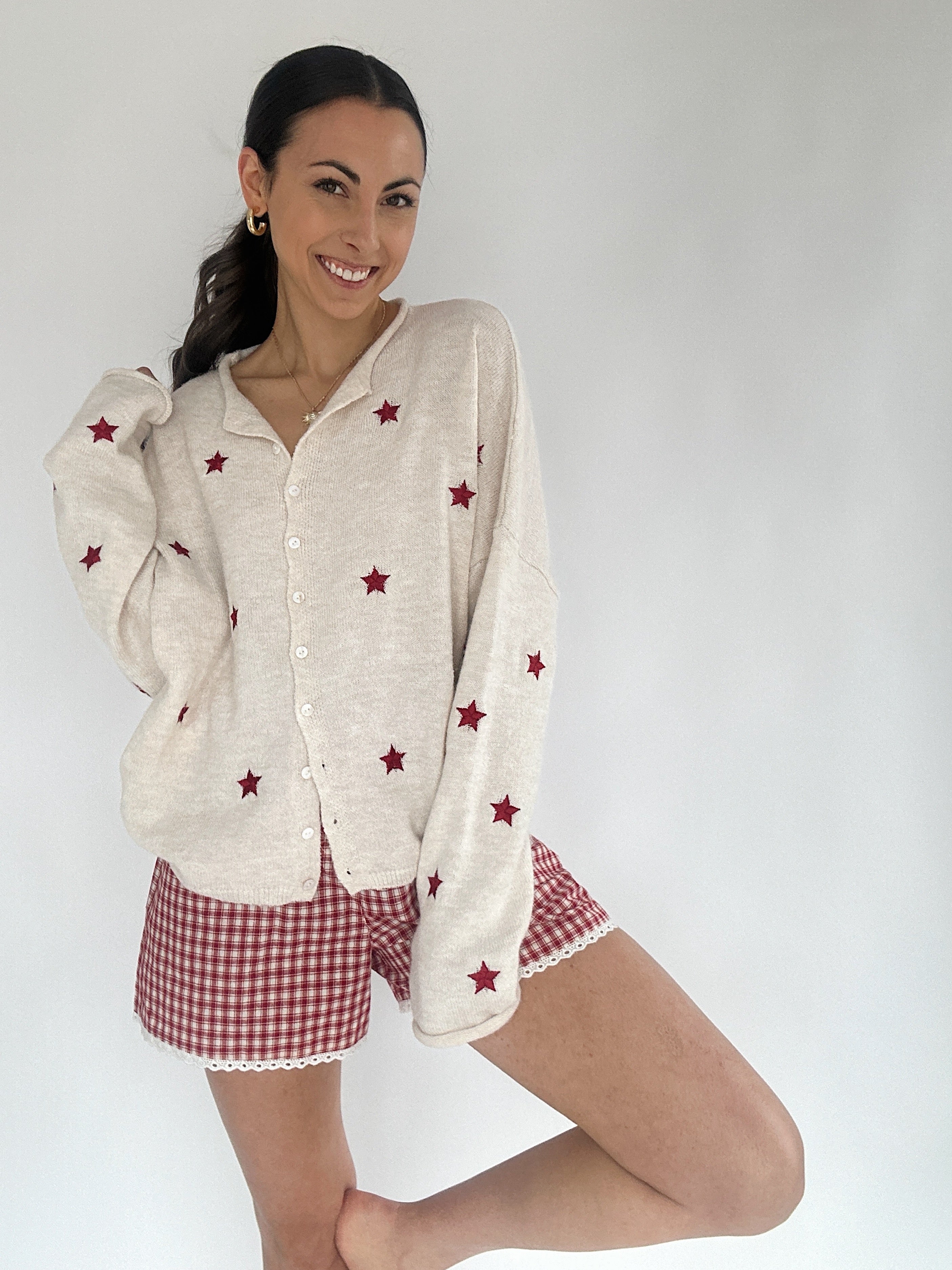 Presley Star Embroidered Cardigan Front