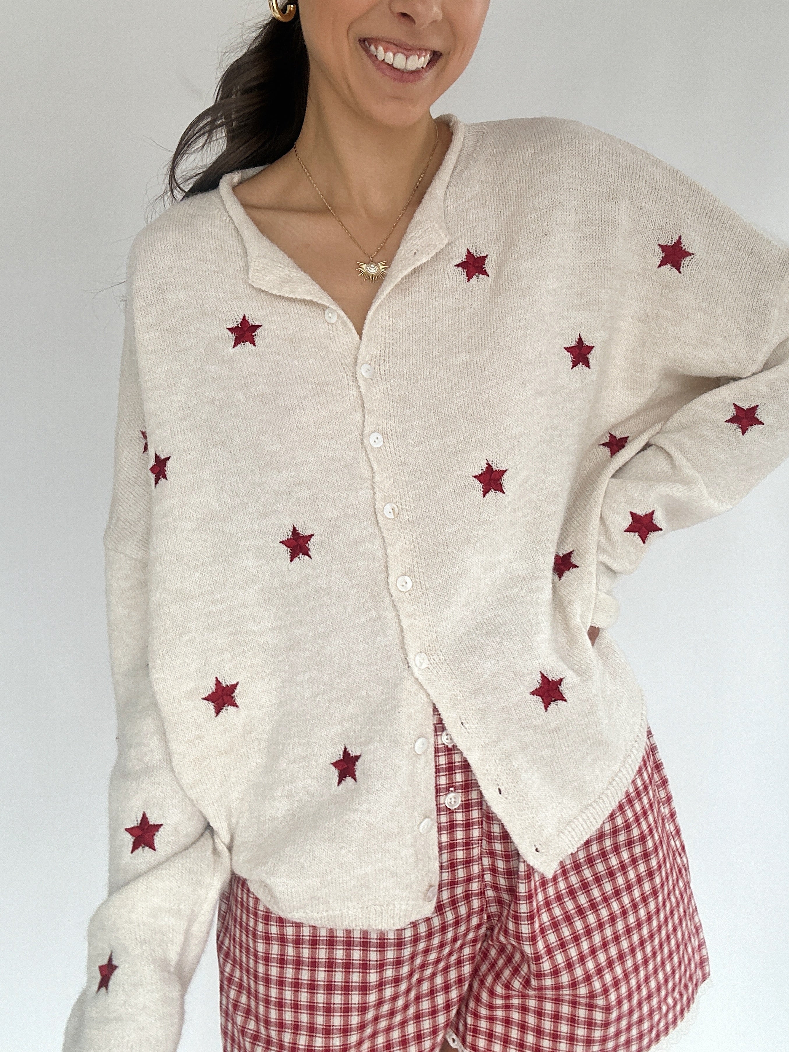 Presley Star Embroidered Cardigan Detail