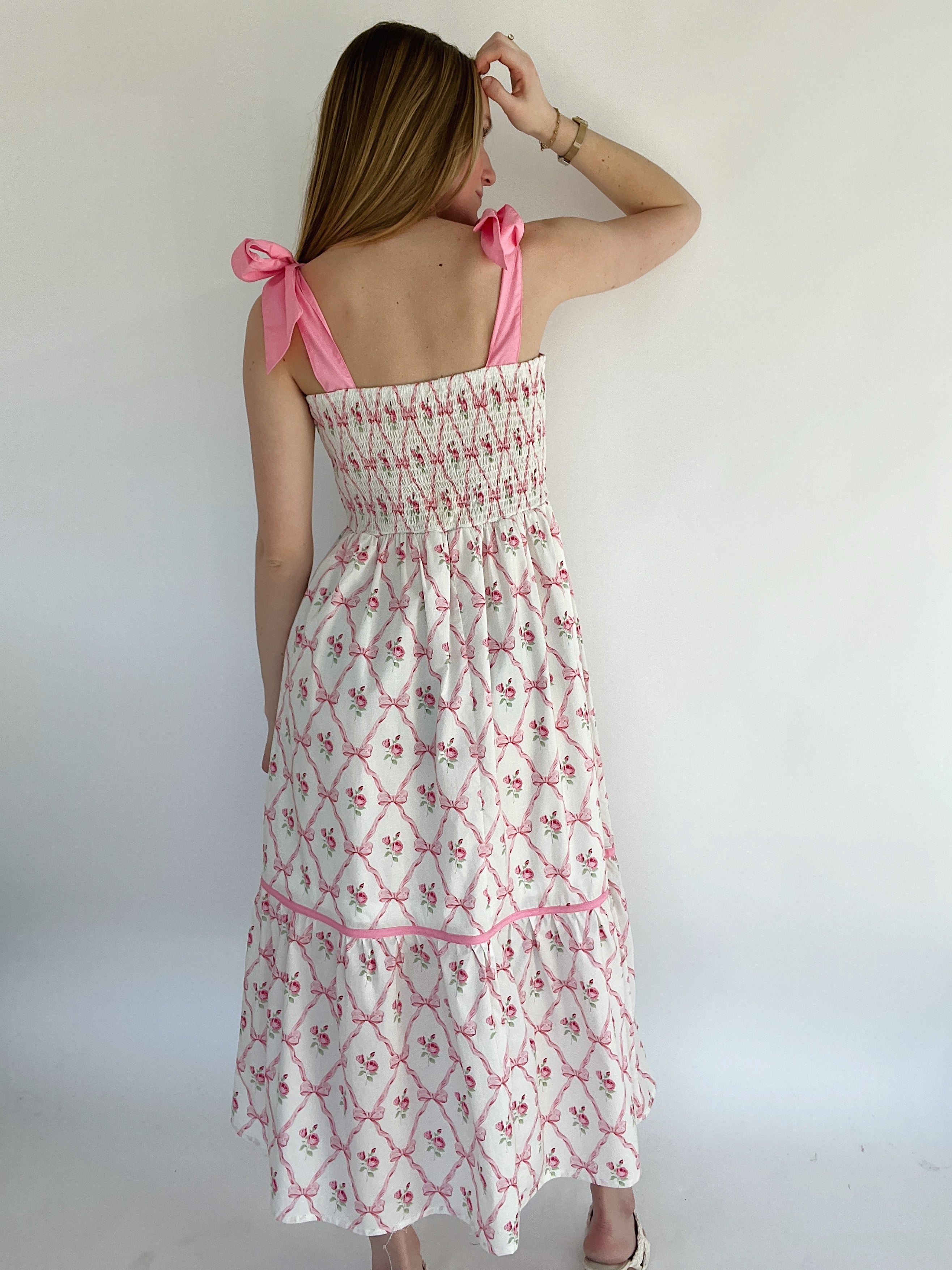 Rosie Pink Bow Dress Back
