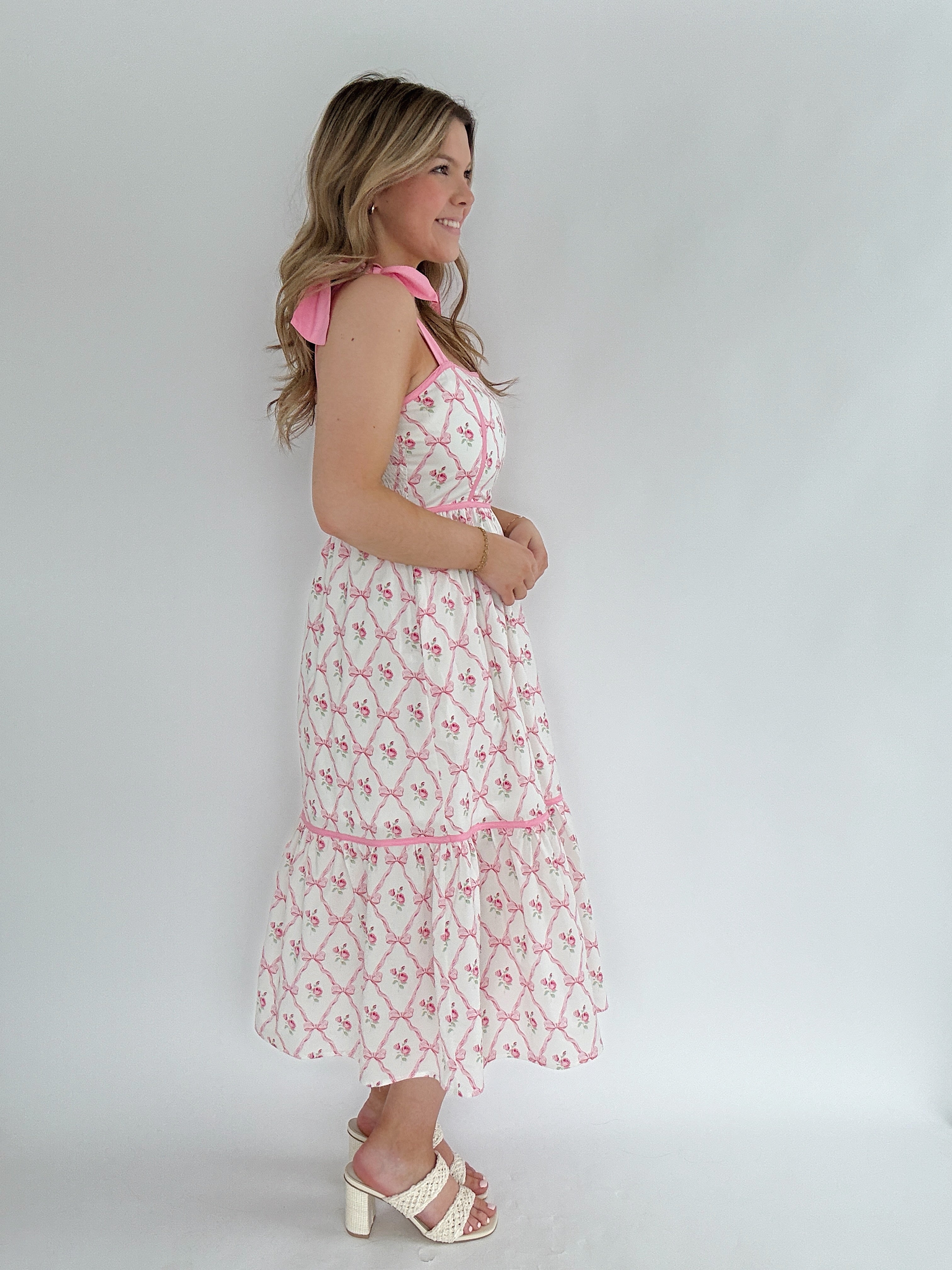 Rosie Pink Bow Dress Side