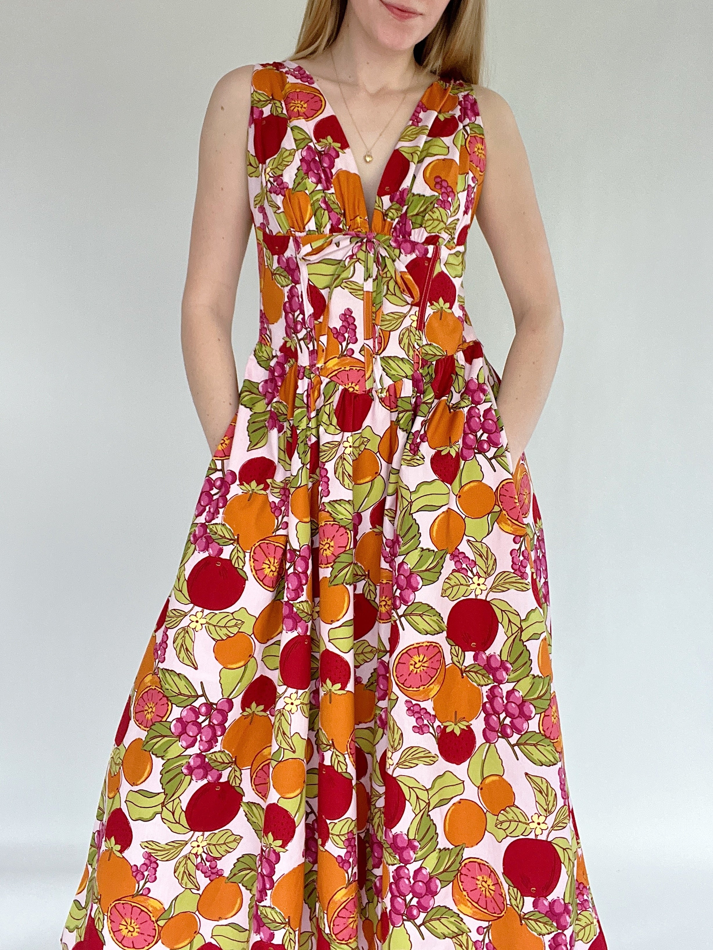 Sangria Sunset Midi Dress Pockets