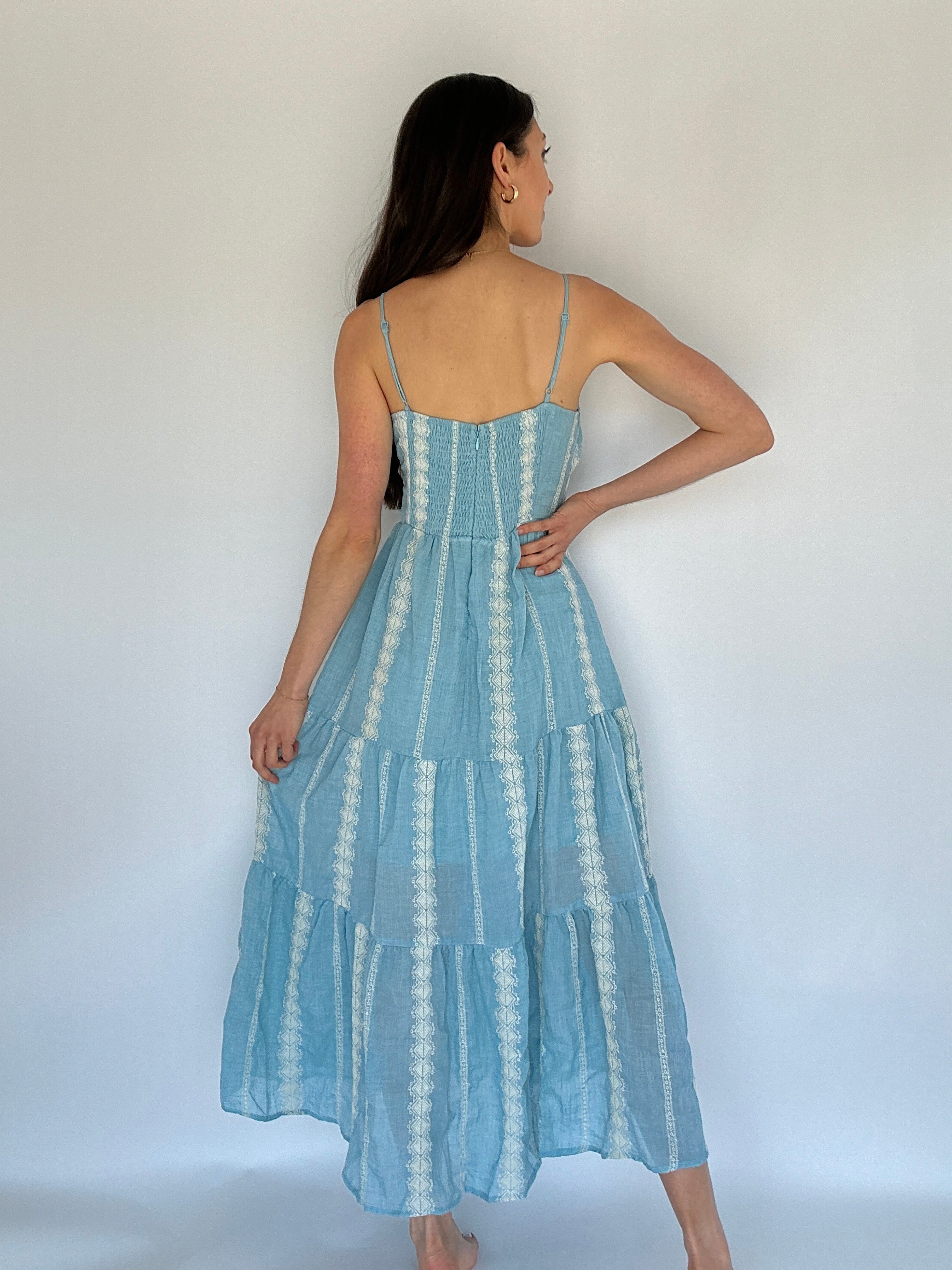 Shayla Embroidered Maxi Dress Back