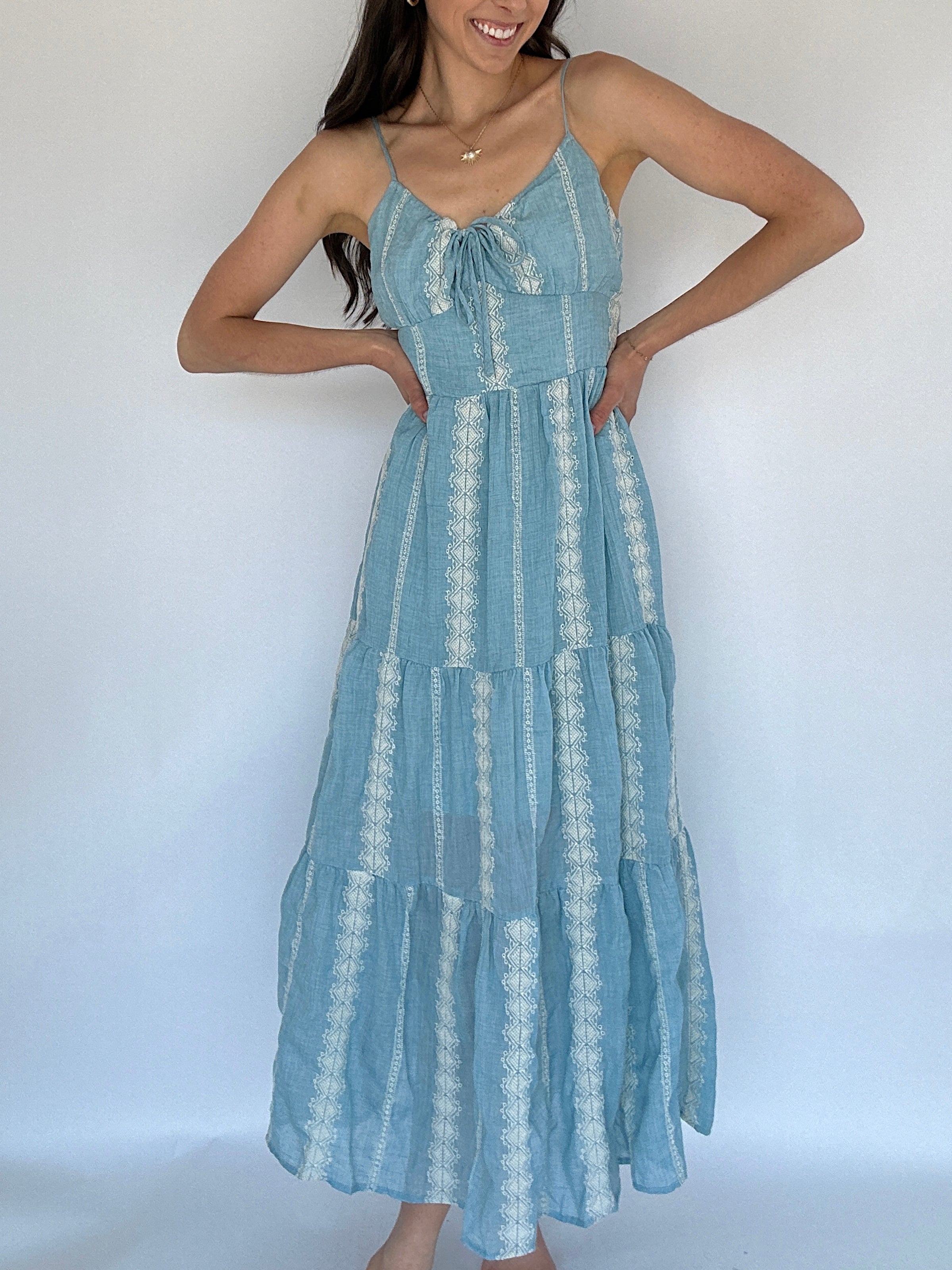 Shayla Embroidered Maxi Dress Front