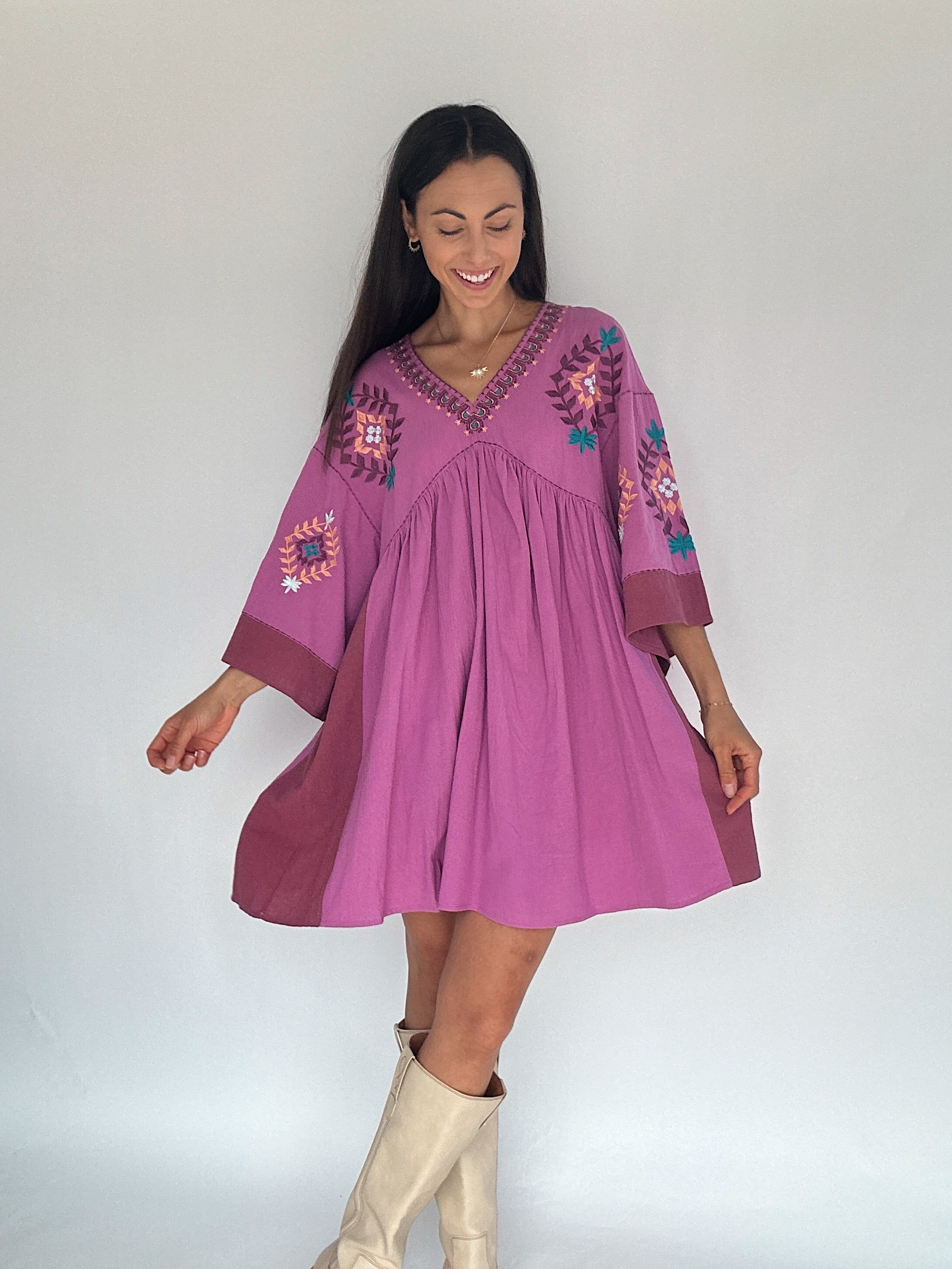 Some Place Far Mini Dress Orchid Front