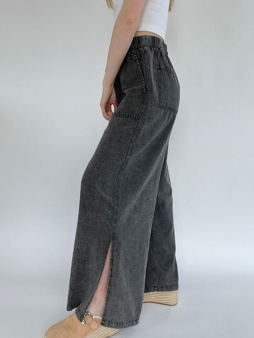 Spin My Wheels Wide Leg Pants - Black