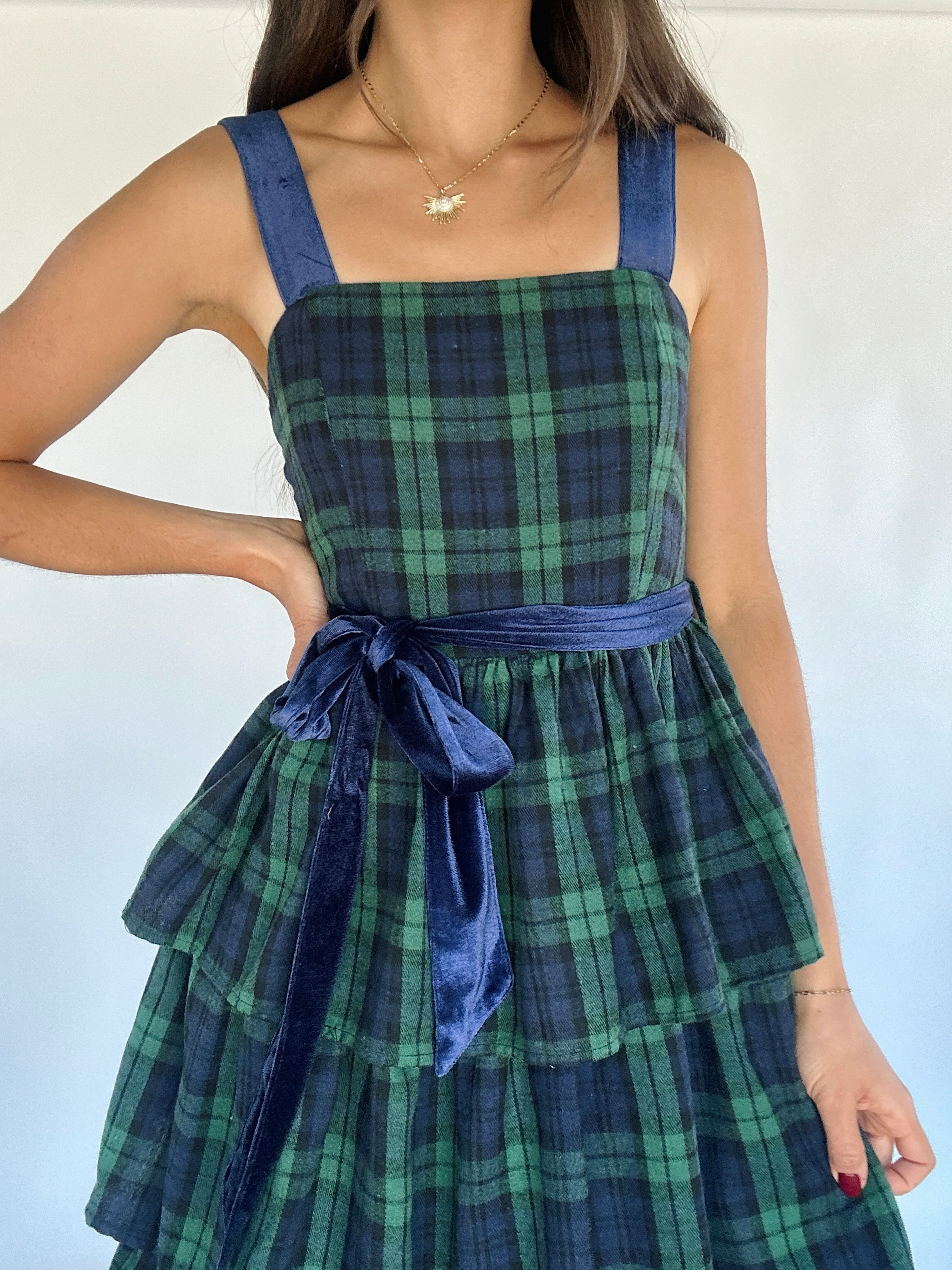 Still The One Plaid Maxi Dress Top Detail