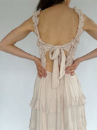 Sweet Song Tiered Maxi Dress Oatmeal Back Detail