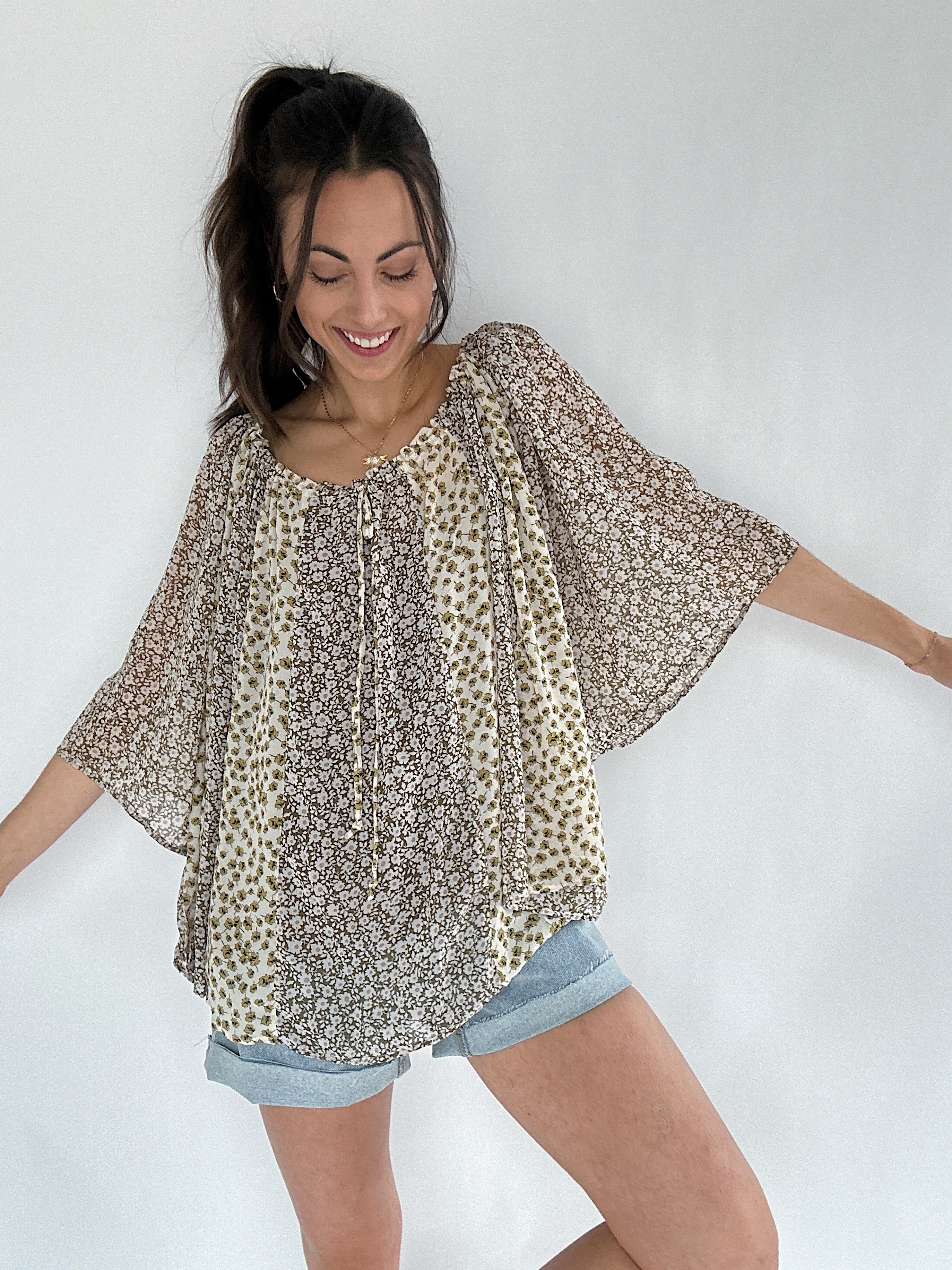 Sylvie Mixed Floral Top Front