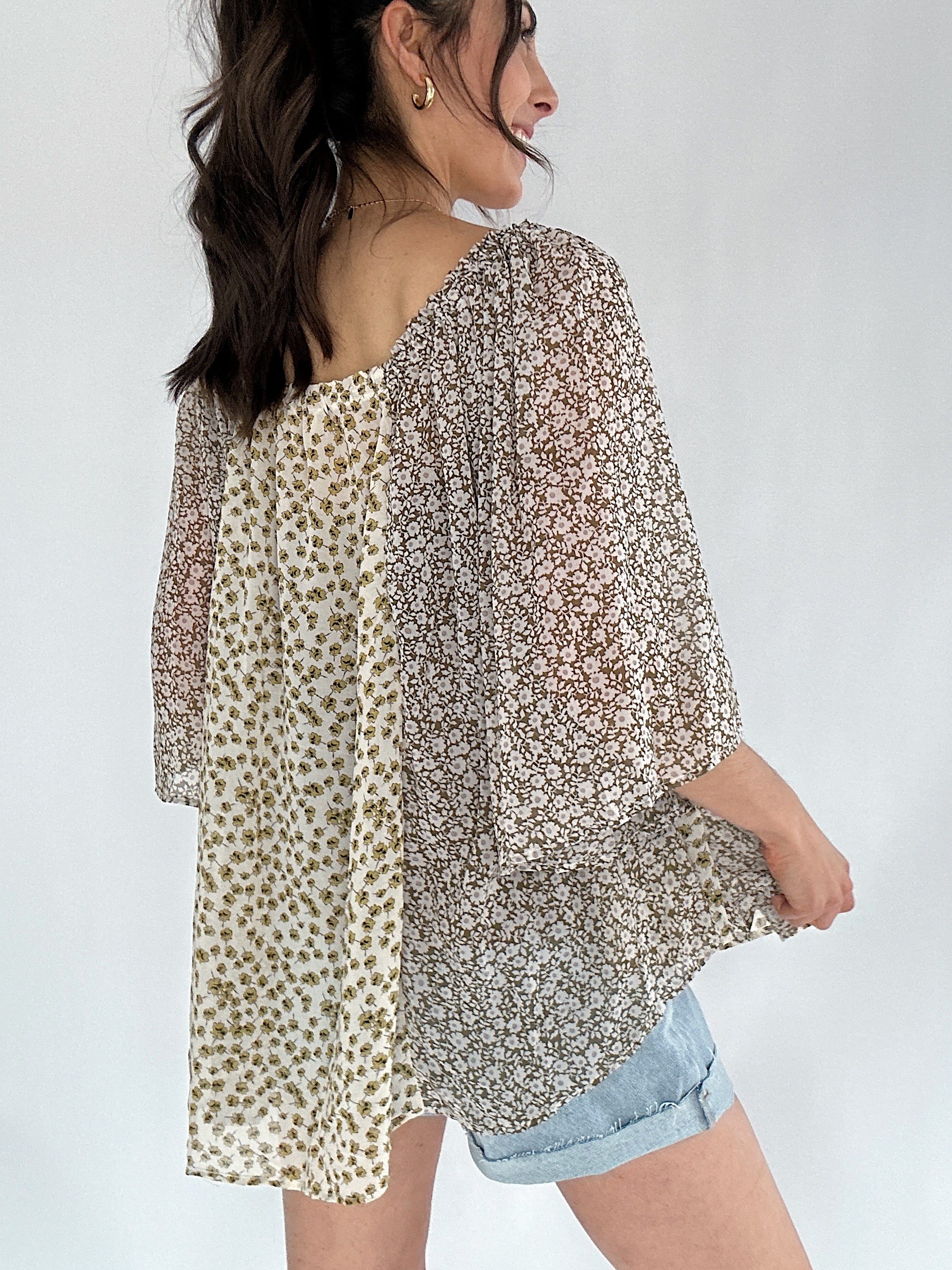 Sylvie Mixed Floral Top Back