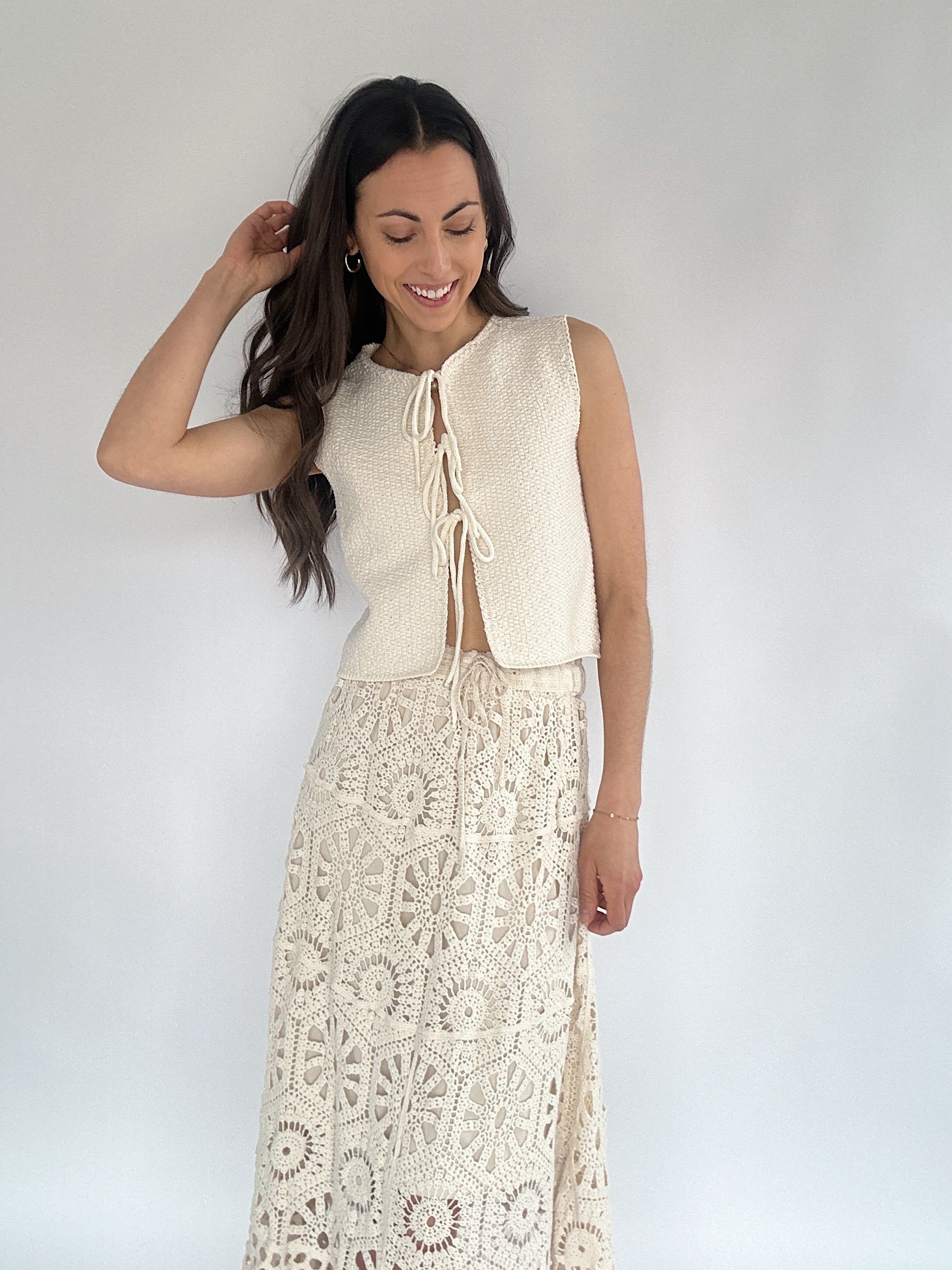 Tied Together Knit Top - Cream