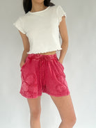Torie Flower Patch Shorts Red Front