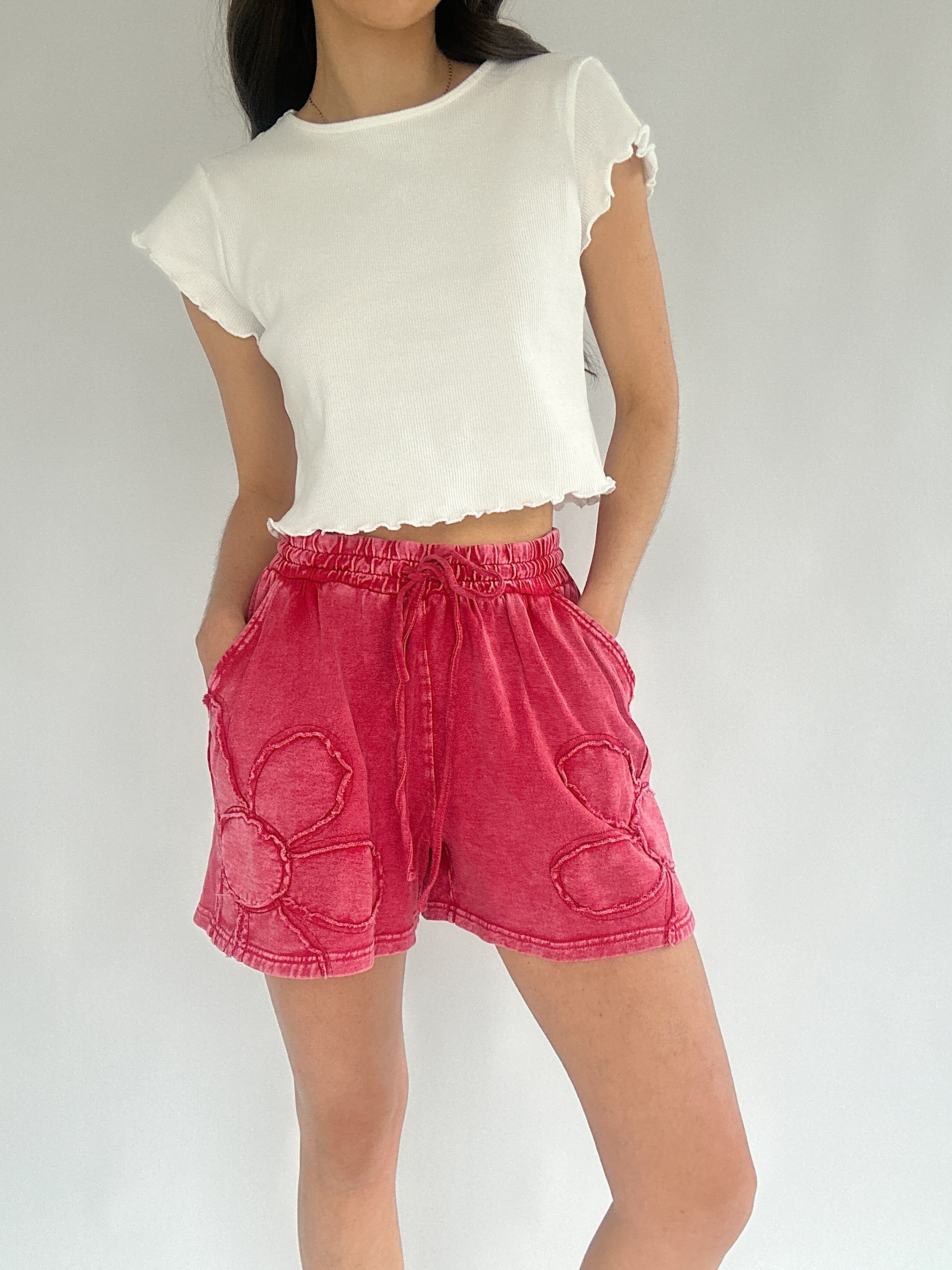 Torie Flower Patch Shorts Red Front