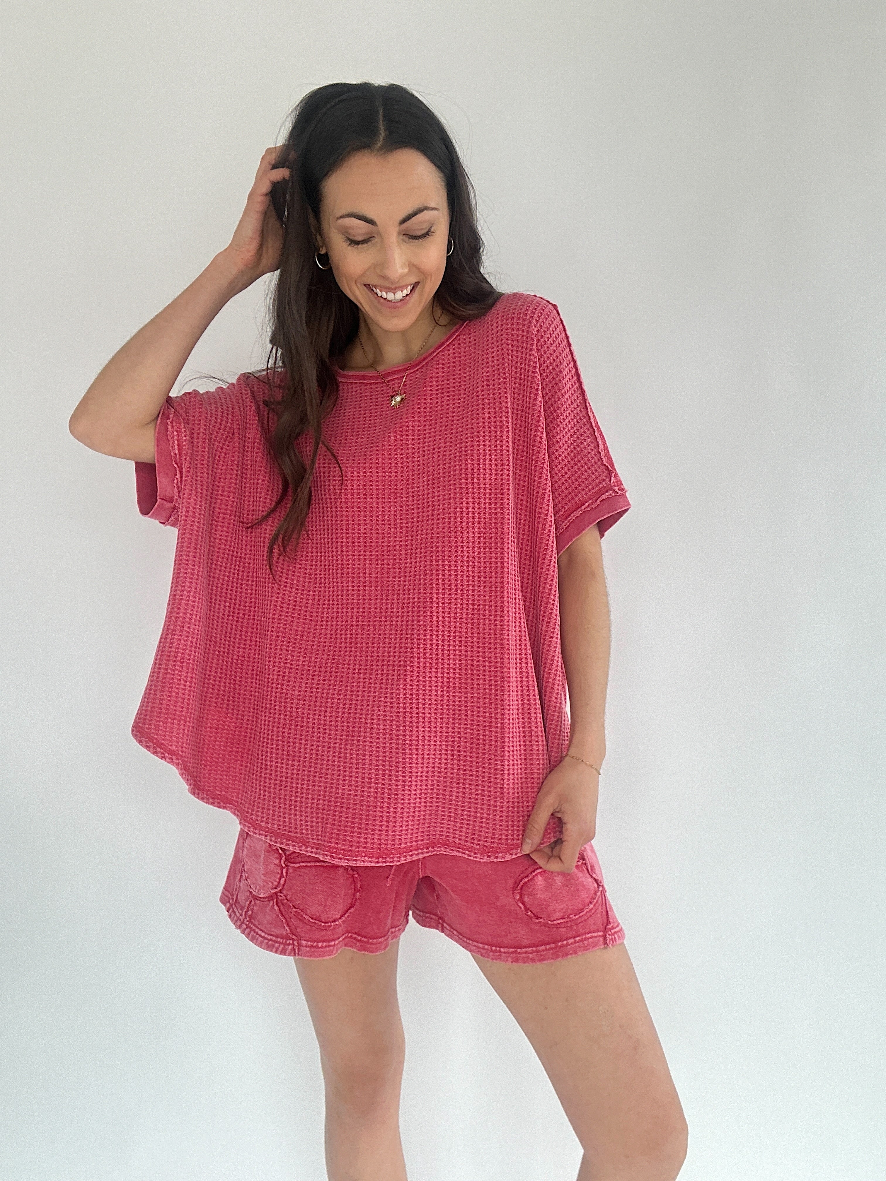 Torie Flower Patch Shorts Red Set