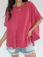 Torie Thermal Knit Top Red Front