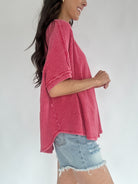 Torie Thermal Knit Top Red Side